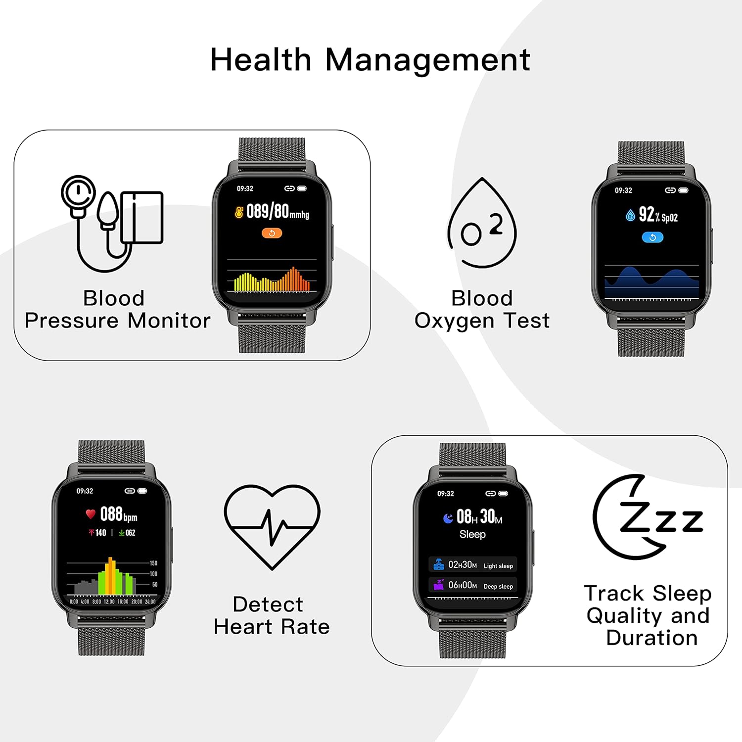 Thumbnail 2 de Popglory Smart Watch for Women and Men with Call Answer/Make, 1.85" Display, 2 Straps, 100+ Sports, Blood Pressure/Oxygen/Heart Rate Monitoring