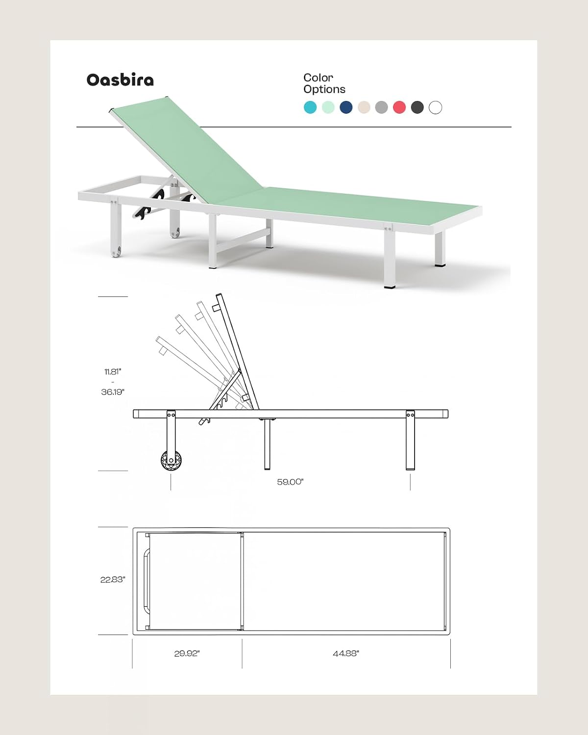 Thumbnail 1 de Oasbira OS-GL-6181 Outdoor Lounge Chairs, Set of 2, Aluminum Frame