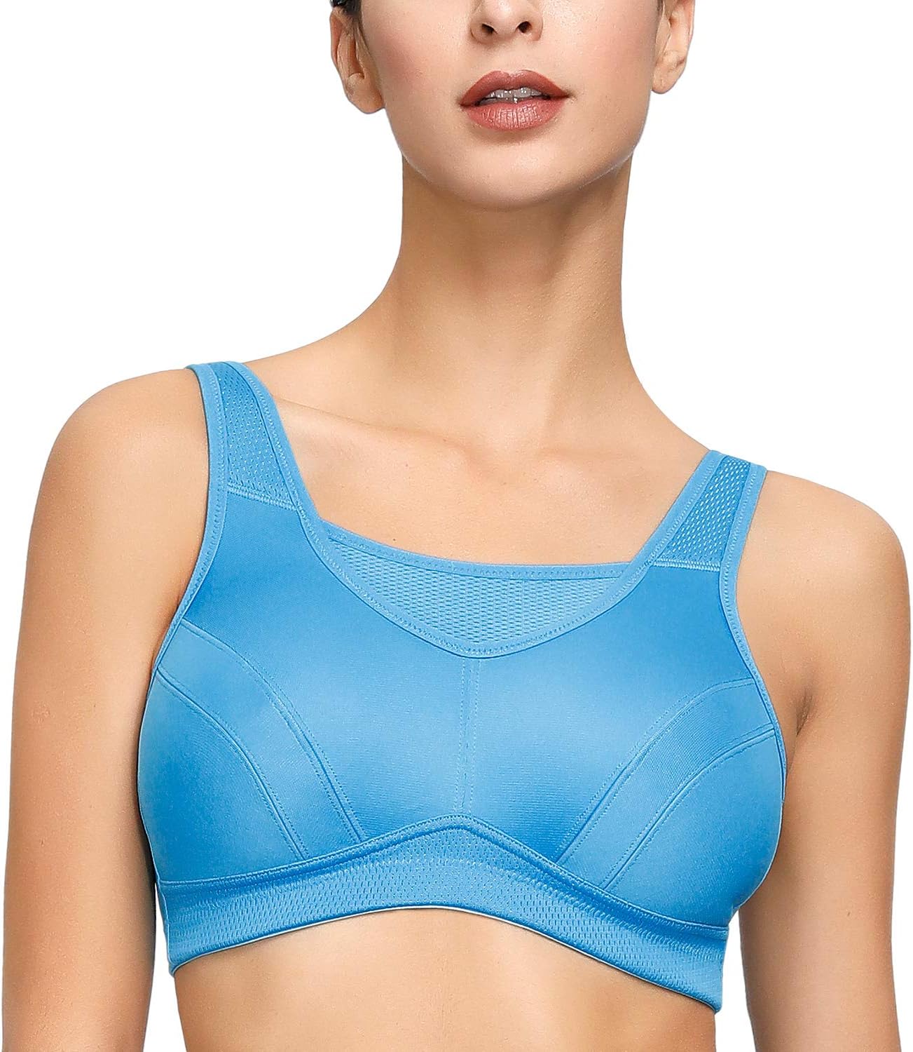 Detalle de Deyllo Damen Sport-BH mit starkem Halt – bügelos, voll abdeckend und atmungsaktiv