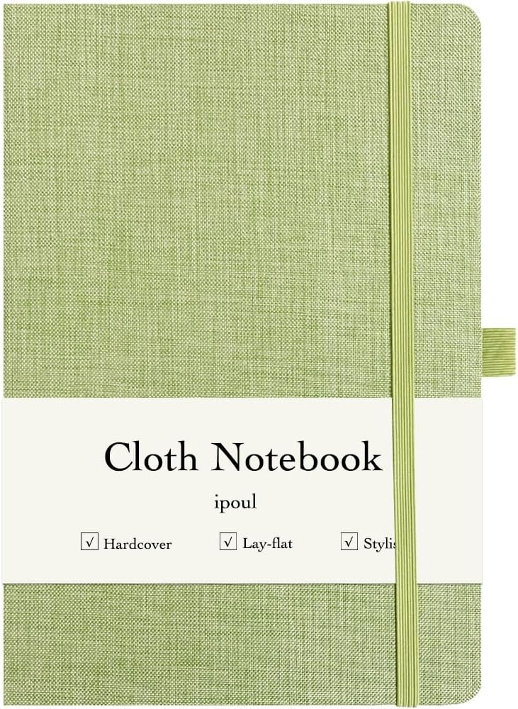 Detalle de ipoul ipoul-003-string-linen A5 Linen Notebook, Green, Lay-Flat Hardcover