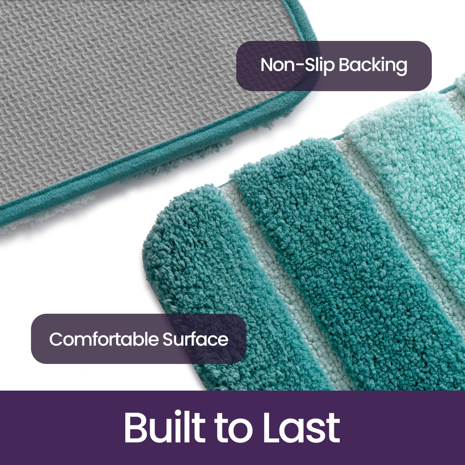 Thumbnail 4 de DEXI Bath Mat 40 x 60 cm – Extra Soft Absorbent Microfibre Non-Slip Washable Rug (Turquoise)