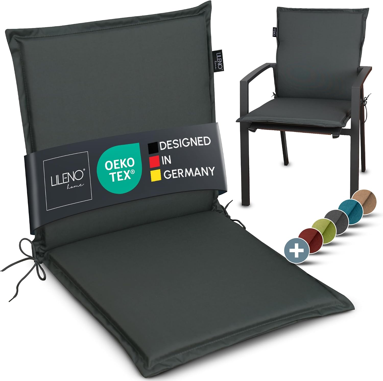 Thumbnail 6 de LILENO HOME Gartenstuhl Auflagen im 4er-Set (Niedriglehner) in Apfelgrün – Stuhlkissen für MIA Gartenstühle