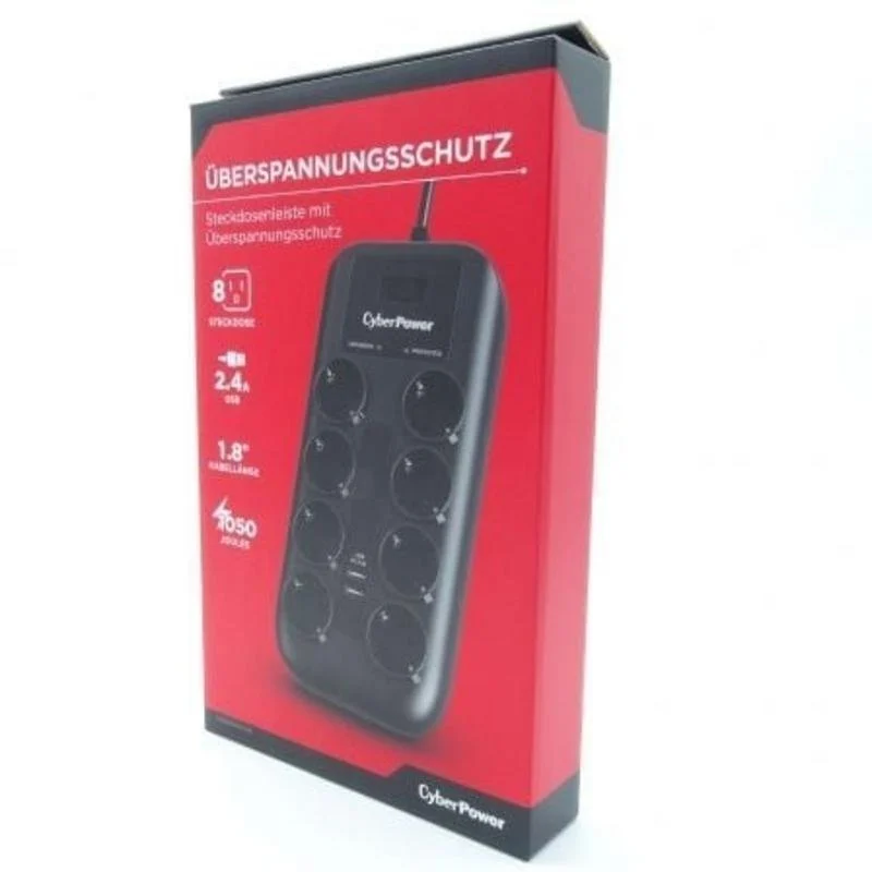 Thumbnail 2 de CyberPower P0820SUF0-DE: Regleta con 8 tomas Schuko y 2 USB-A, 1,8 m