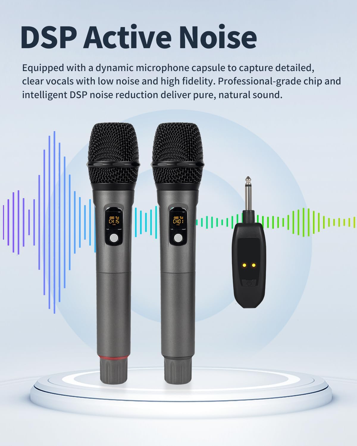 Thumbnail 2 de J.I.Y Wireless Microphones Dual 2.4GHz System with Receiver, 250-Foot Range