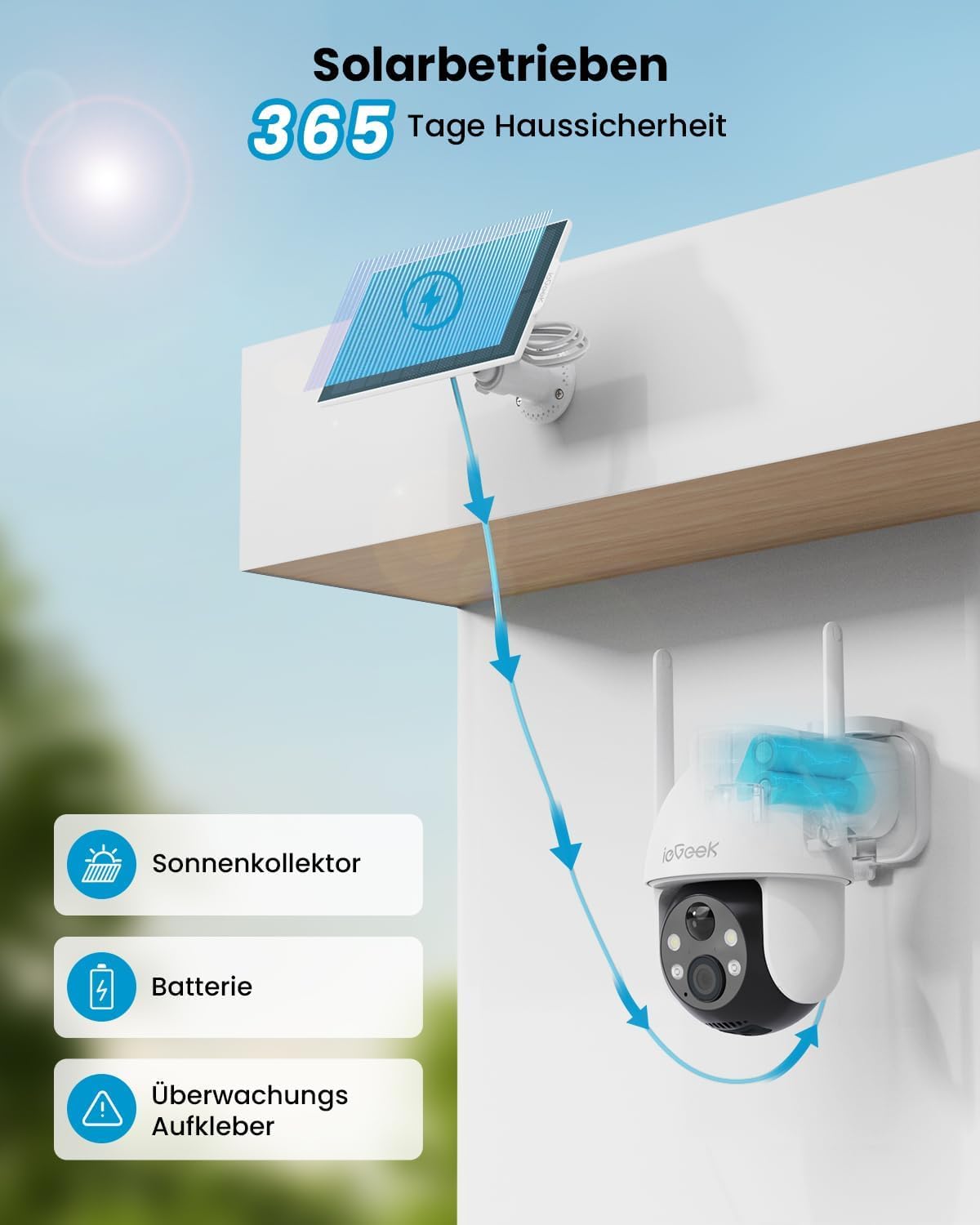 Thumbnail 1 de ieGeek 2K Überwachungskamera außen 360°