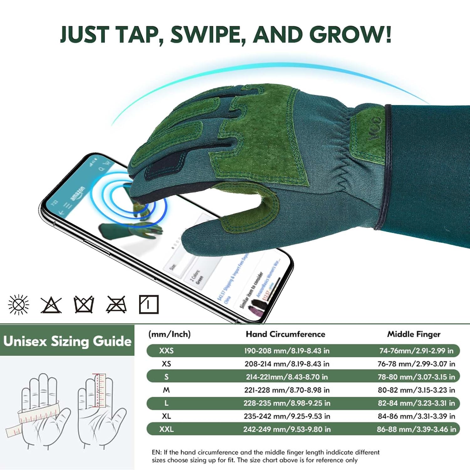 Detalle de Guanti da giardinaggio Vgo... 1 Paio Donna – Protezione Spine, 6,7” con Touch Screen