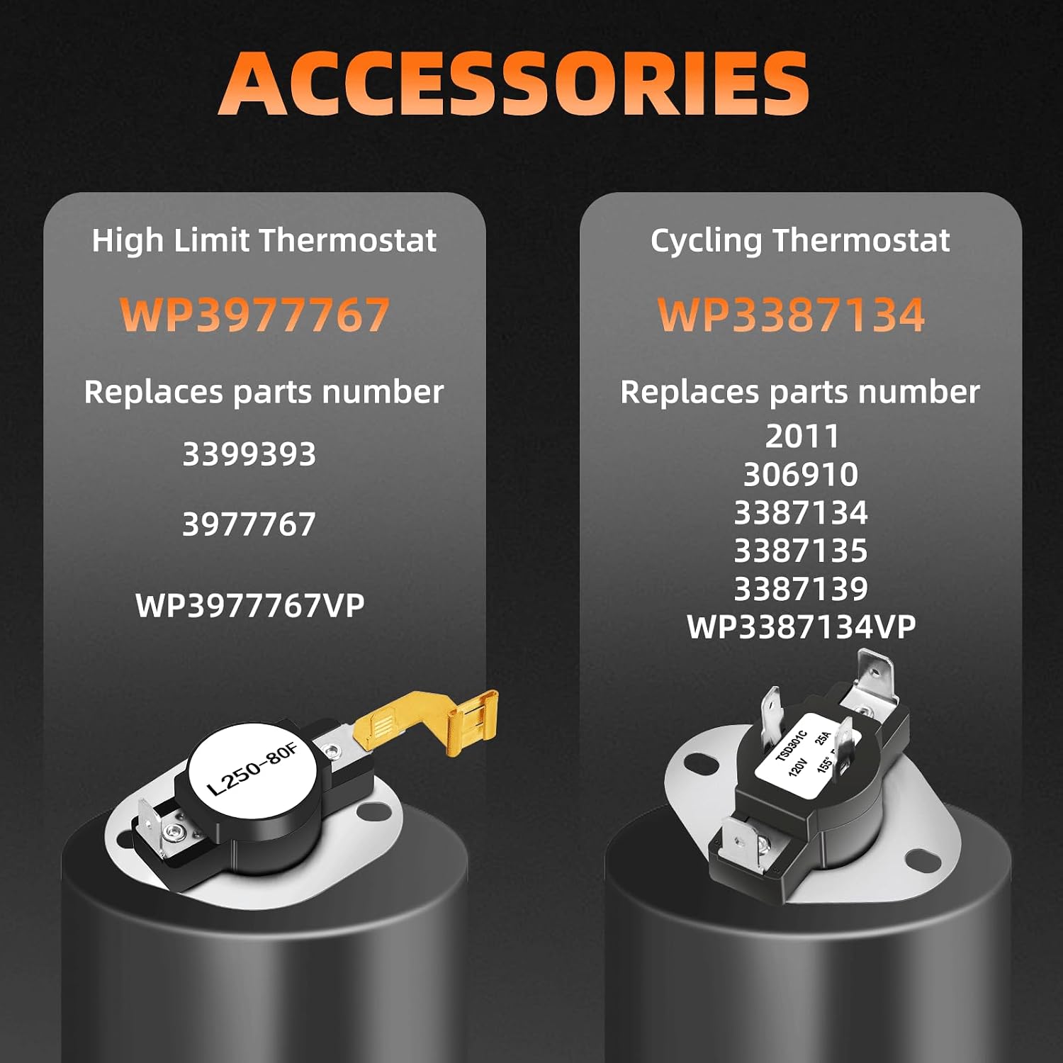 Thumbnail 2 de 279838 Dryer Heating Element Kit for Amana Models with Fuses and Thermostats