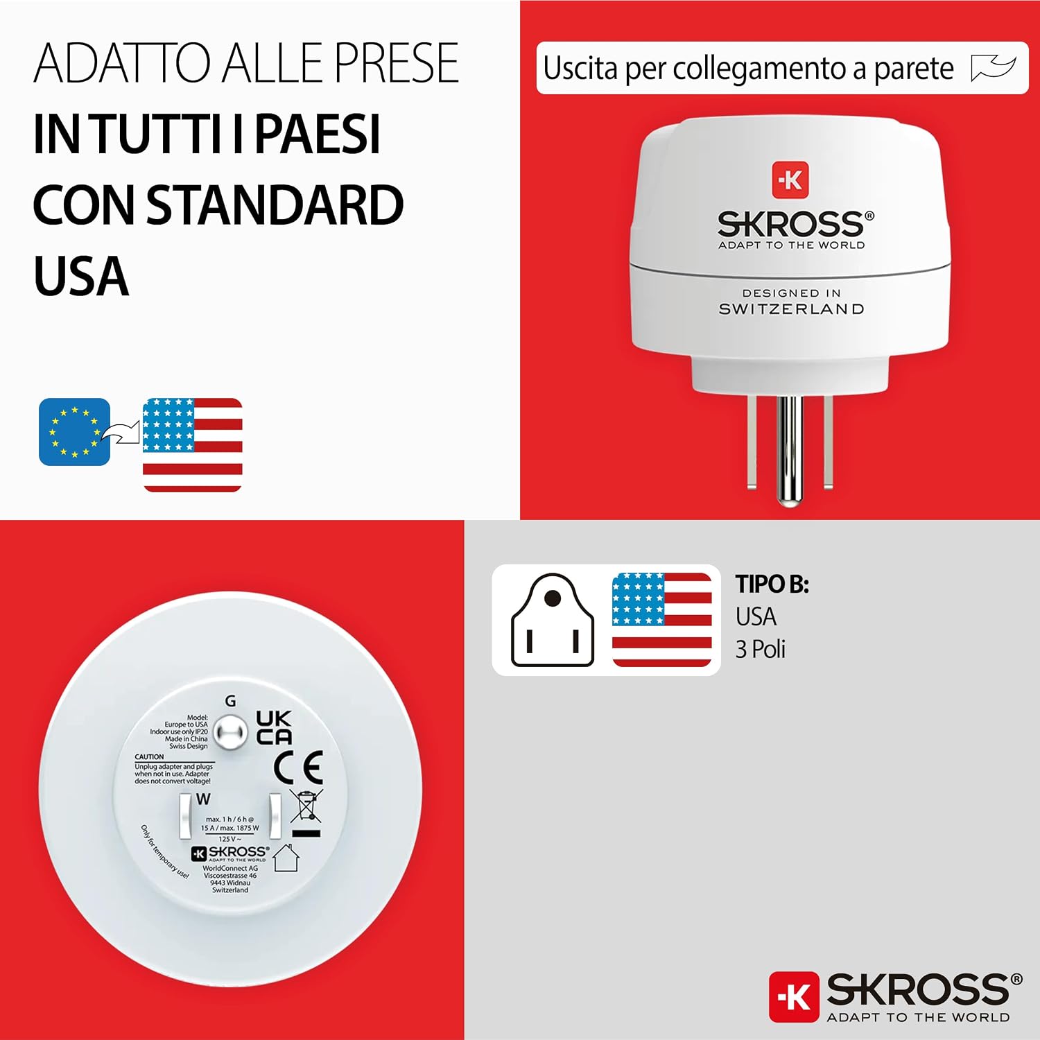 Thumbnail 3 de SKROSS Country Adapter Europe to USA