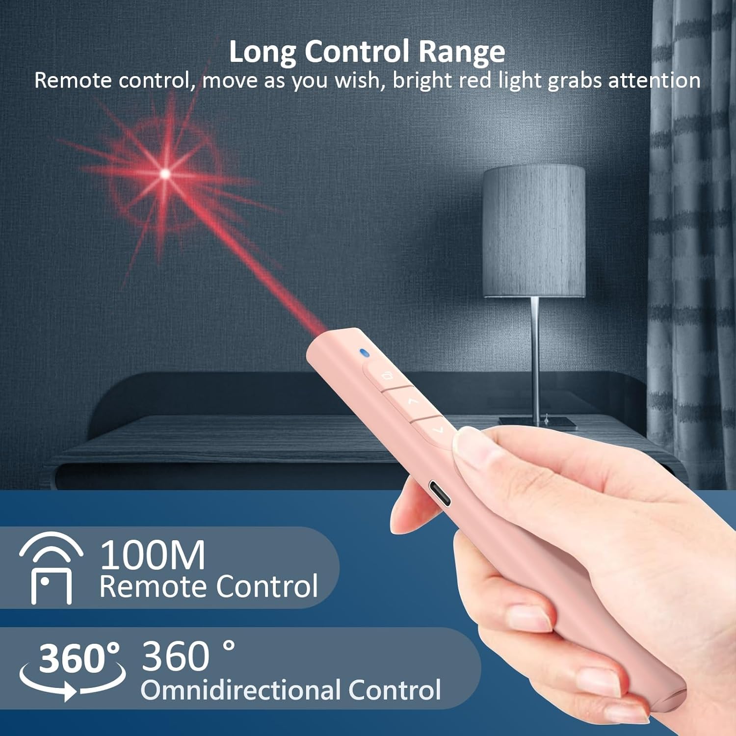 Thumbnail 3 de SunnyOcean Télécommande PowerPoint rechargeable 2.4GHz rose ⌚