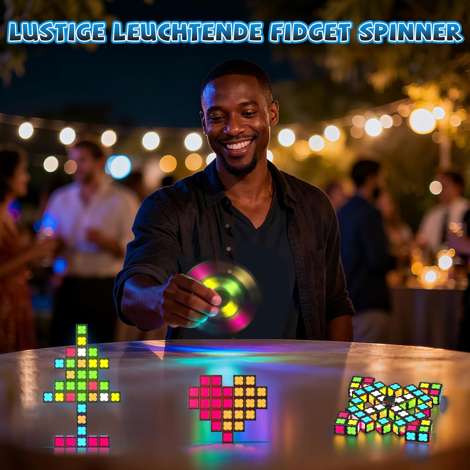 Detalle 1 de Magnetische Fidget Toys mit 36 im Dunkeln leuchtenden Magnetmodulen – Fidget Spinner für Kinder, Teens & Erwachsene