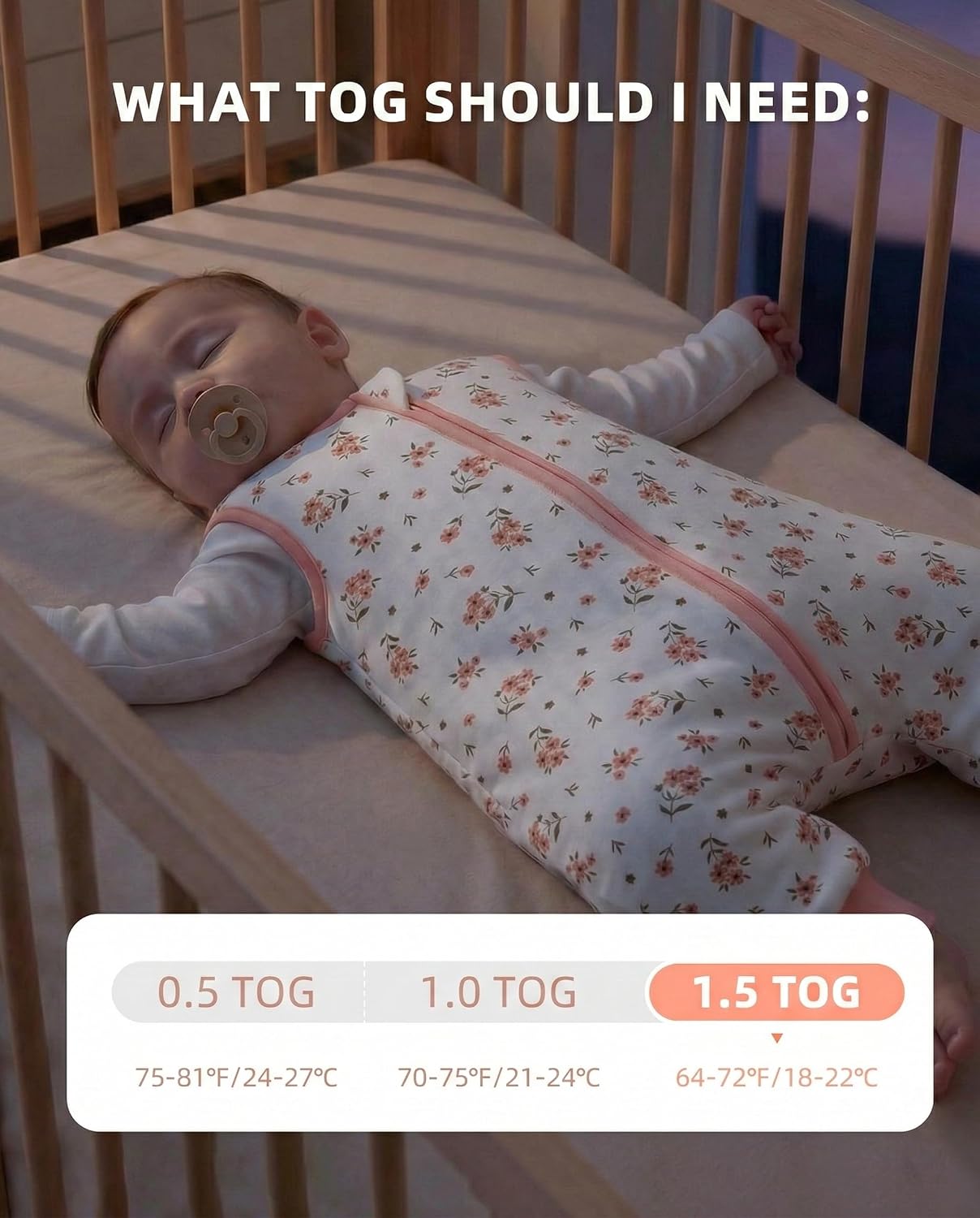 Thumbnail 4 de WYTbaby 2 Pack Sleeping Bag with Legs: 0.5, 1, 1.5 Tog Cotton Sleep Sacks for Toddlers