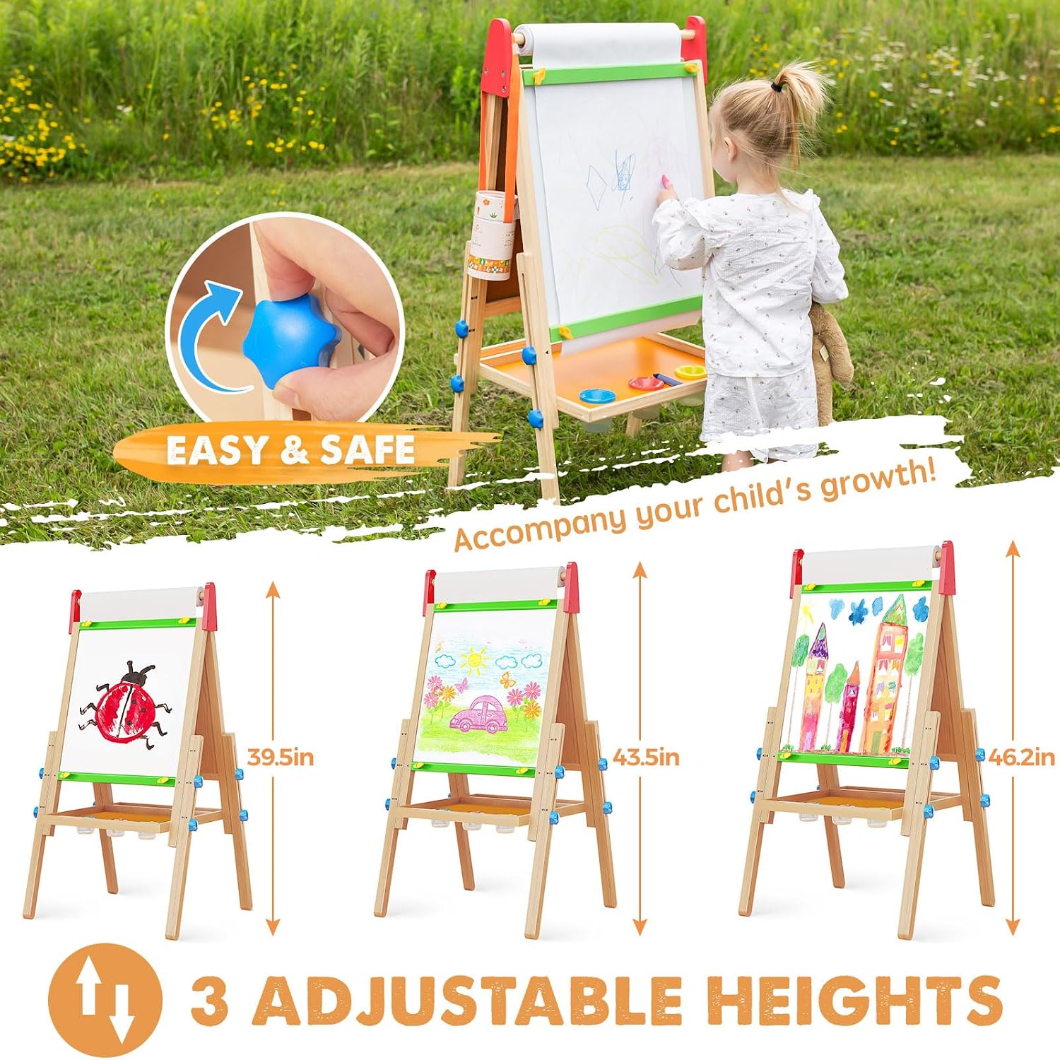 Thumbnail 4 de Tiny Land Easel 39.5–46.2" Kids Art Station