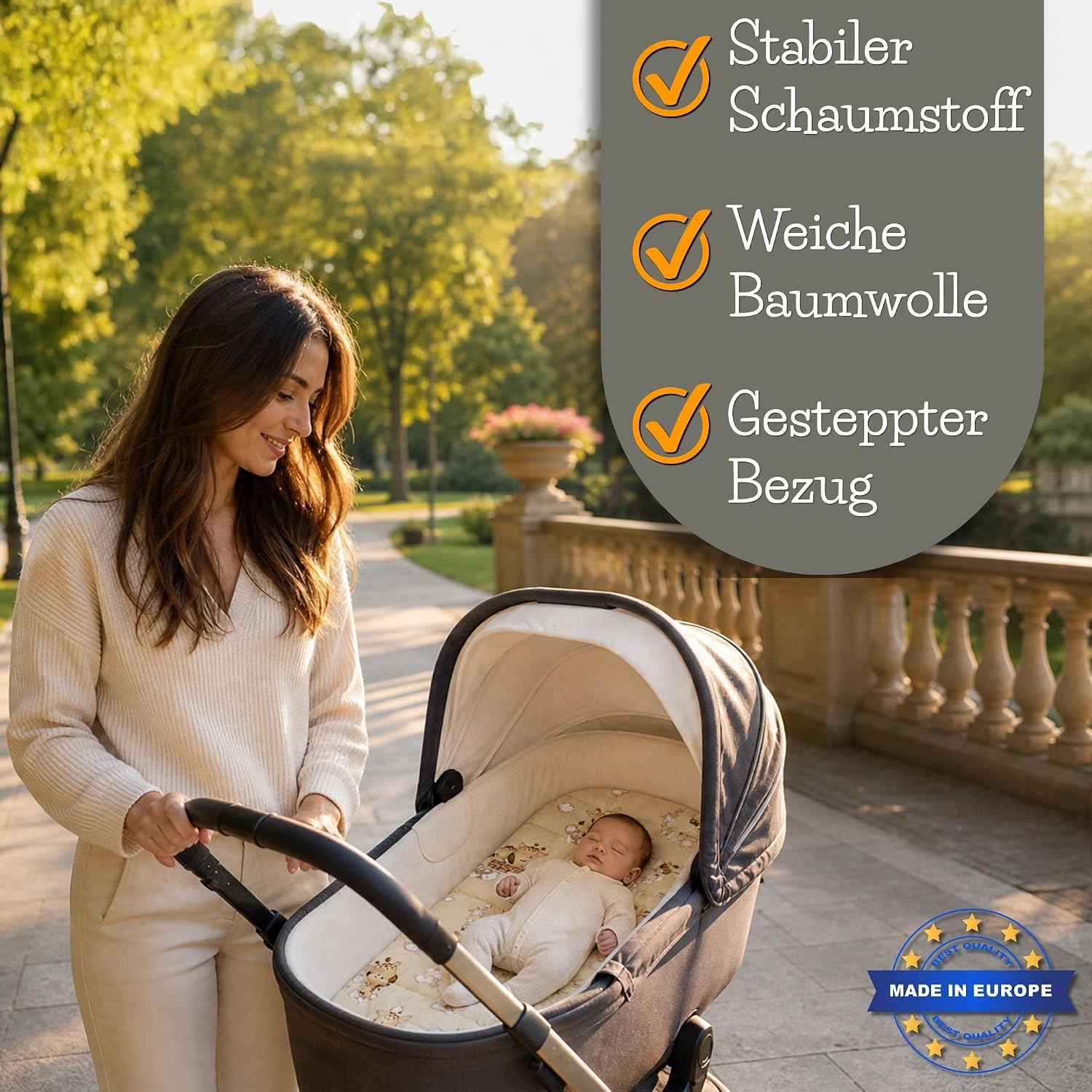 Detalle de Totsy Baby madrass 75 × 35 cm för liggdel med bambuöverdrag