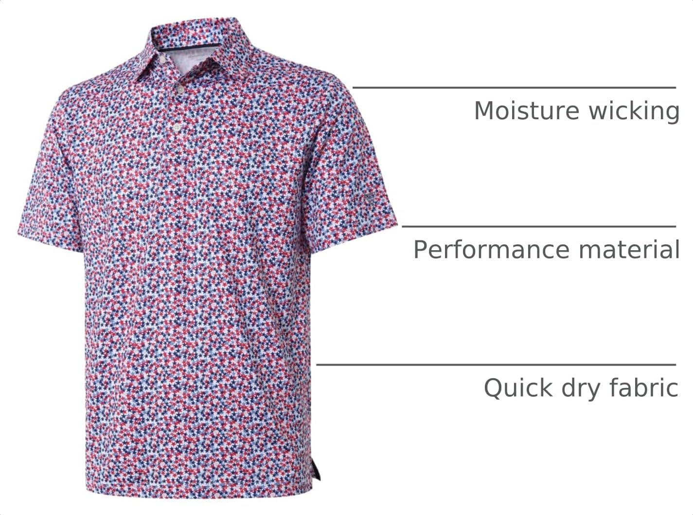 Thumbnail 3 de Golf Shirts for Men Dry Fit Short Sleeve Print Performance Moisture Wicking Polo Shirt