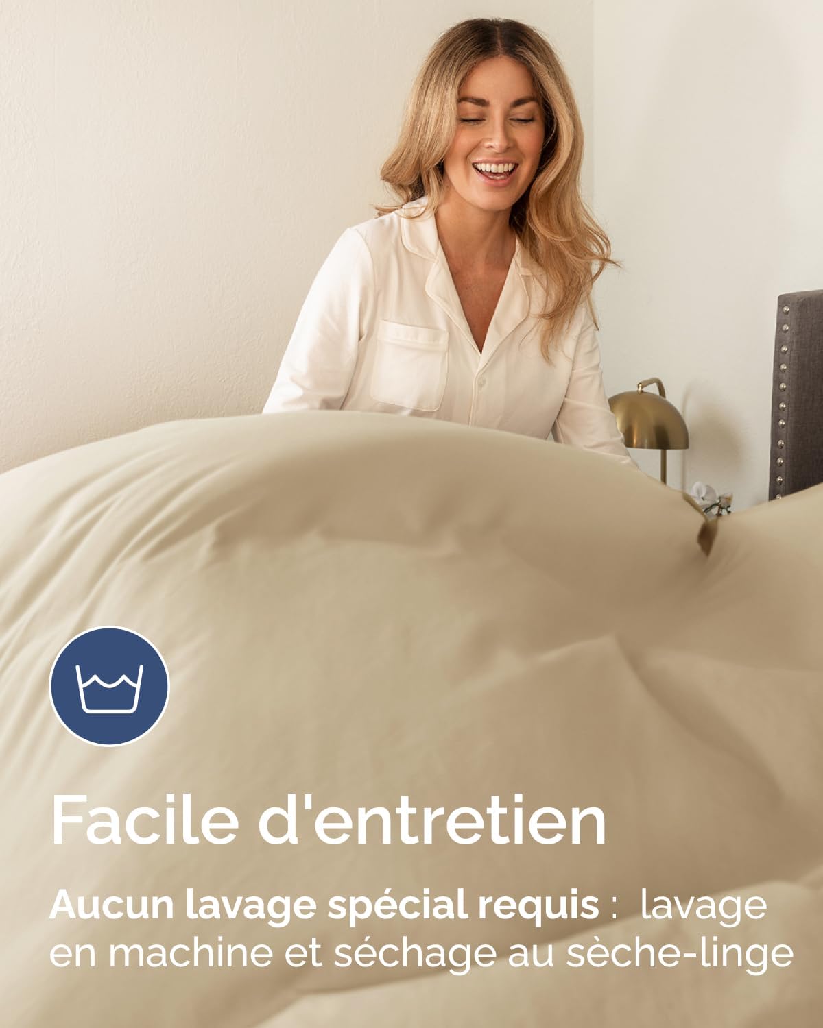 Thumbnail 6 de Drap Housse 120x200 cm avec bonnet 40 cm extra profond en microfibre brossée — Beige