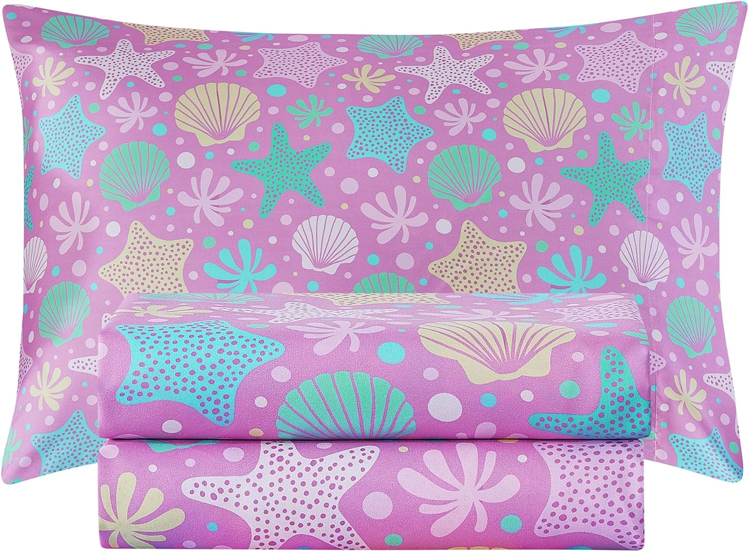 Detalle de Viviland VLKDSHT-LO-T Twin Sheet Set, Violet Sea Shell Microfiber