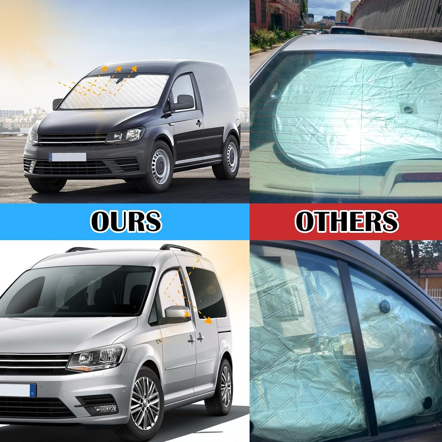 Thumbnail 5 de ZATOOTO Volkswagen Caddy windscreen sun shade set of 3 – magnetic side window shades, UV blocking