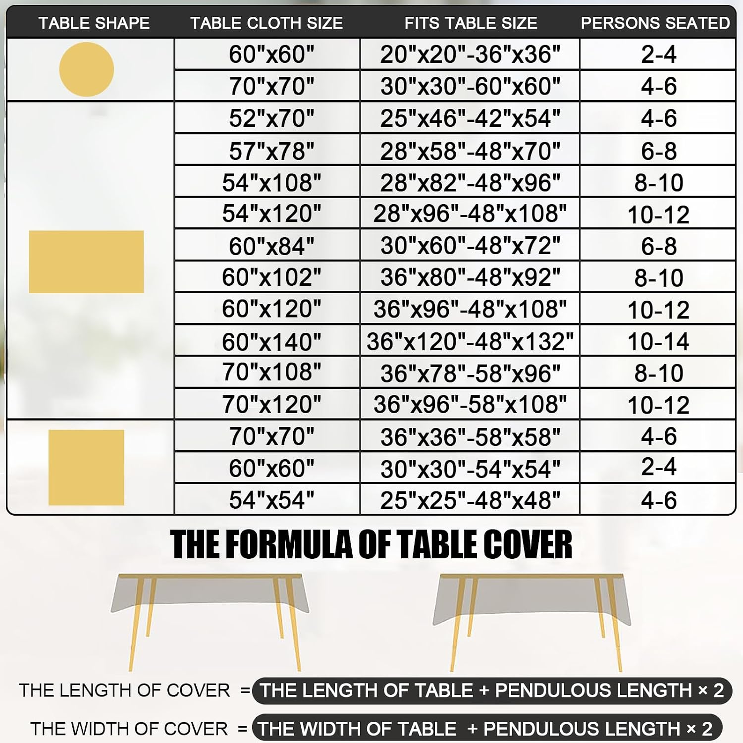 Thumbnail 6 de Smiry Square Table Cloth, Waterproof Heavy Duty Vinyl Tablecloths (54" x 54", Champagne)