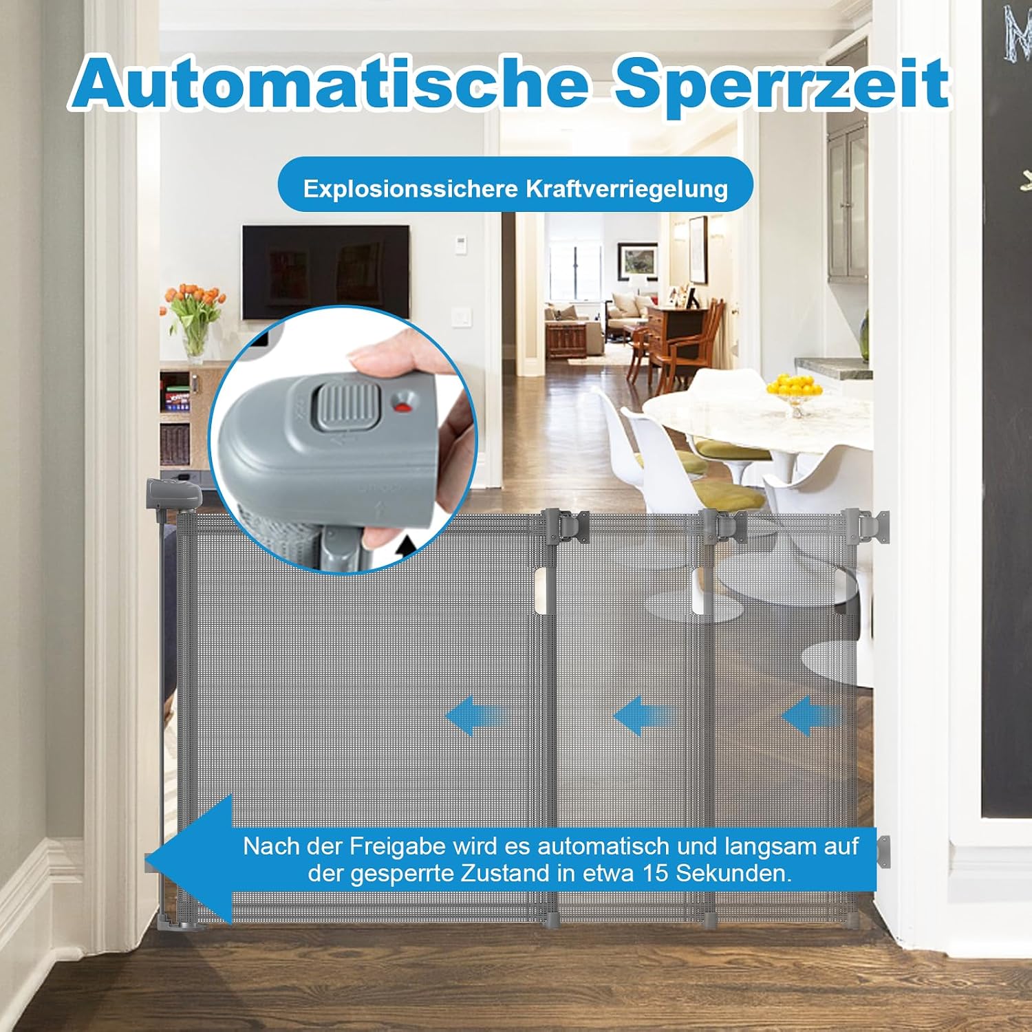 Thumbnail 1 de Ausziehbares Treppenschutzgitter für Babys (0–140 cm), 83 cm hoch – einhändig bedienbar, für innen & außen
