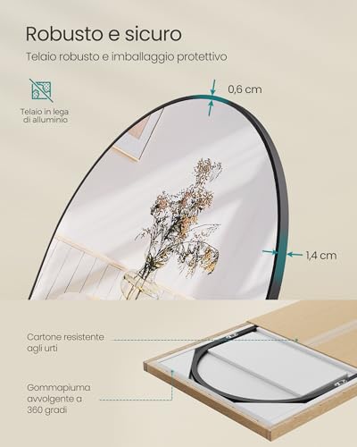 Thumbnail 6 de SONGMICS Specchio a Figura Intera 160 x 50 cm con Zoccolo Arco in Alluminio – Nero Inchiostro, LFM031B01