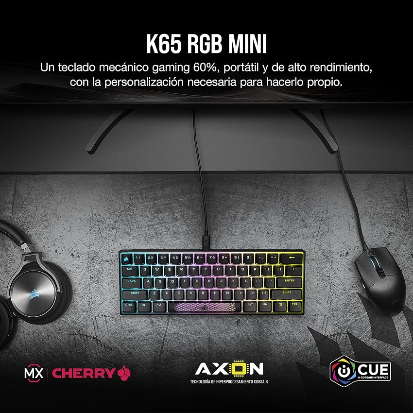 Detalle 2 de Corsair K65 RGB MINI Teclado mecánico 60% ⌨