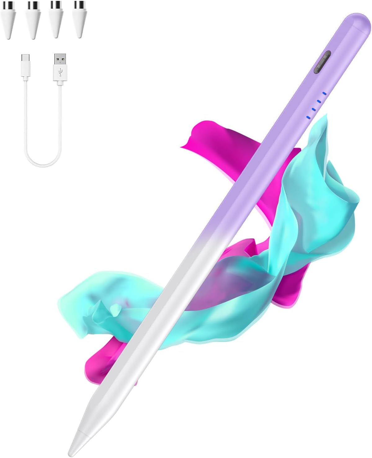 Detalle de Luntak Tablet Stift für Android (Type‑C) mit 4 Ersatzminen – lila Verlauf