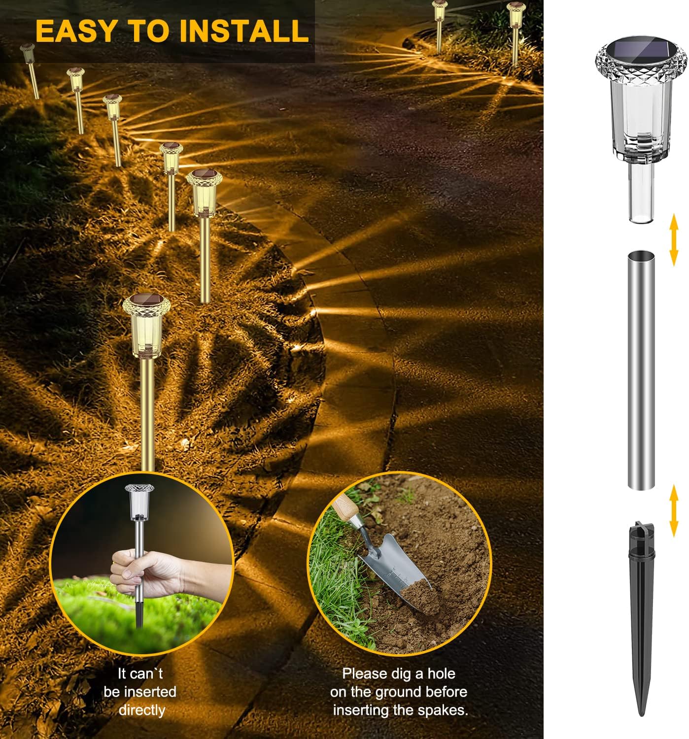 Thumbnail 4 de Auting Solarlampen für den Außenbereich (4er-Set) – warmweißes LED-Licht mit IP65