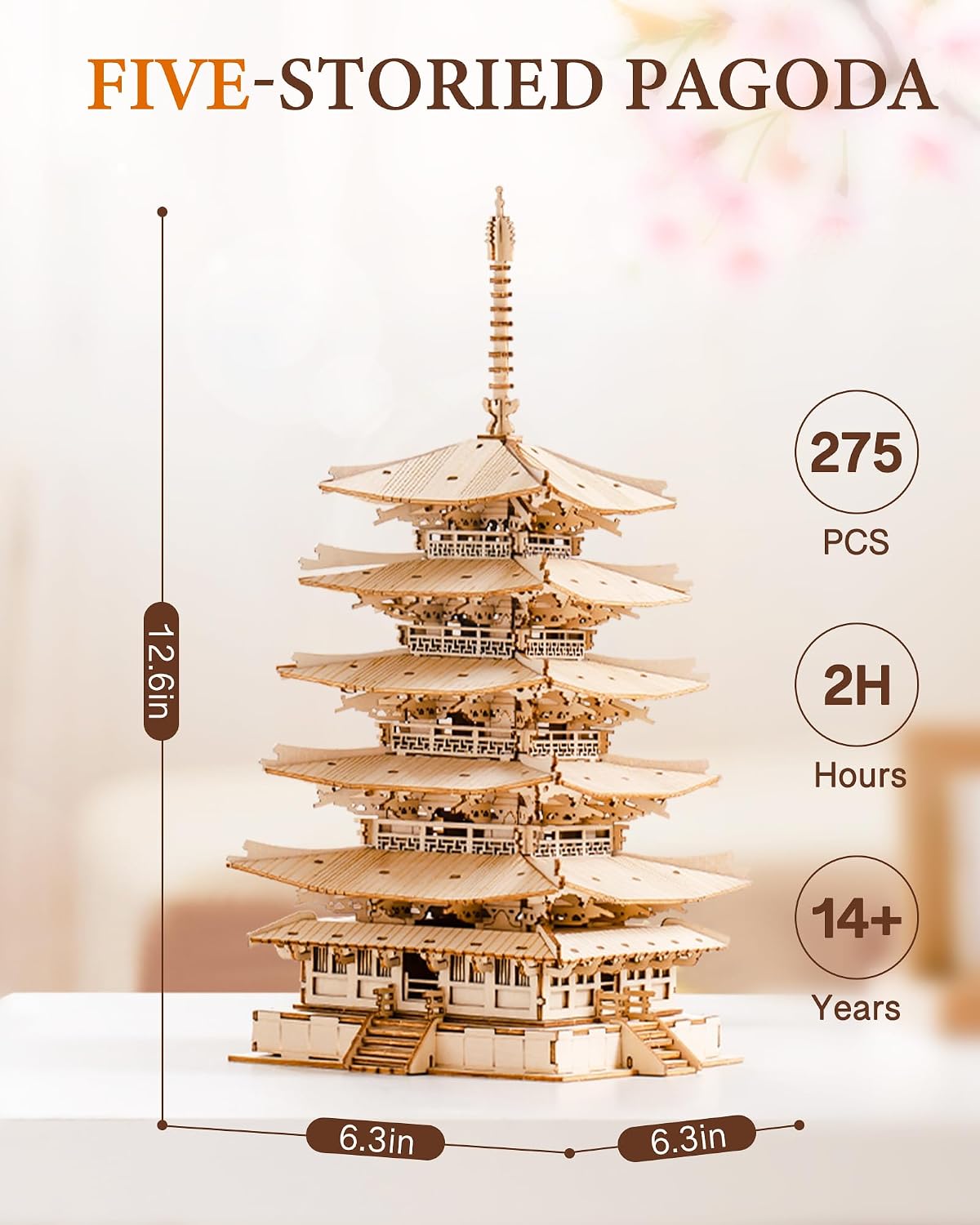 Detalle 2 de Rolife Torre Pagoda a cinque piani kit modello 🧩