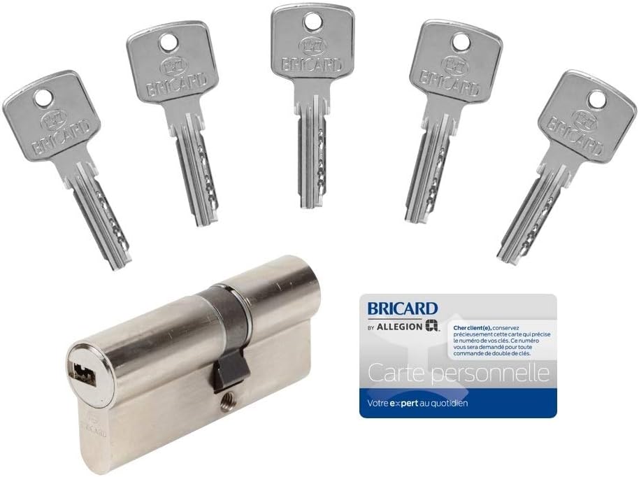 Thumbnail 5 de Bricard serrure à clé 15105 CYLINDRE A6, 30+30 débrayable nickelé – 5 clés réversibles, garantie 10 ans