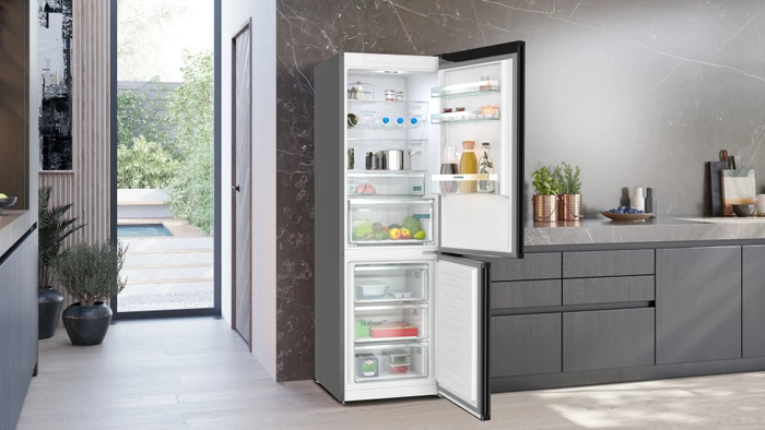 Detalle de Siemens KG36NXXBF – Kühl-Gefrierkombination mit multiAirflow und hyperFresh Schubladen