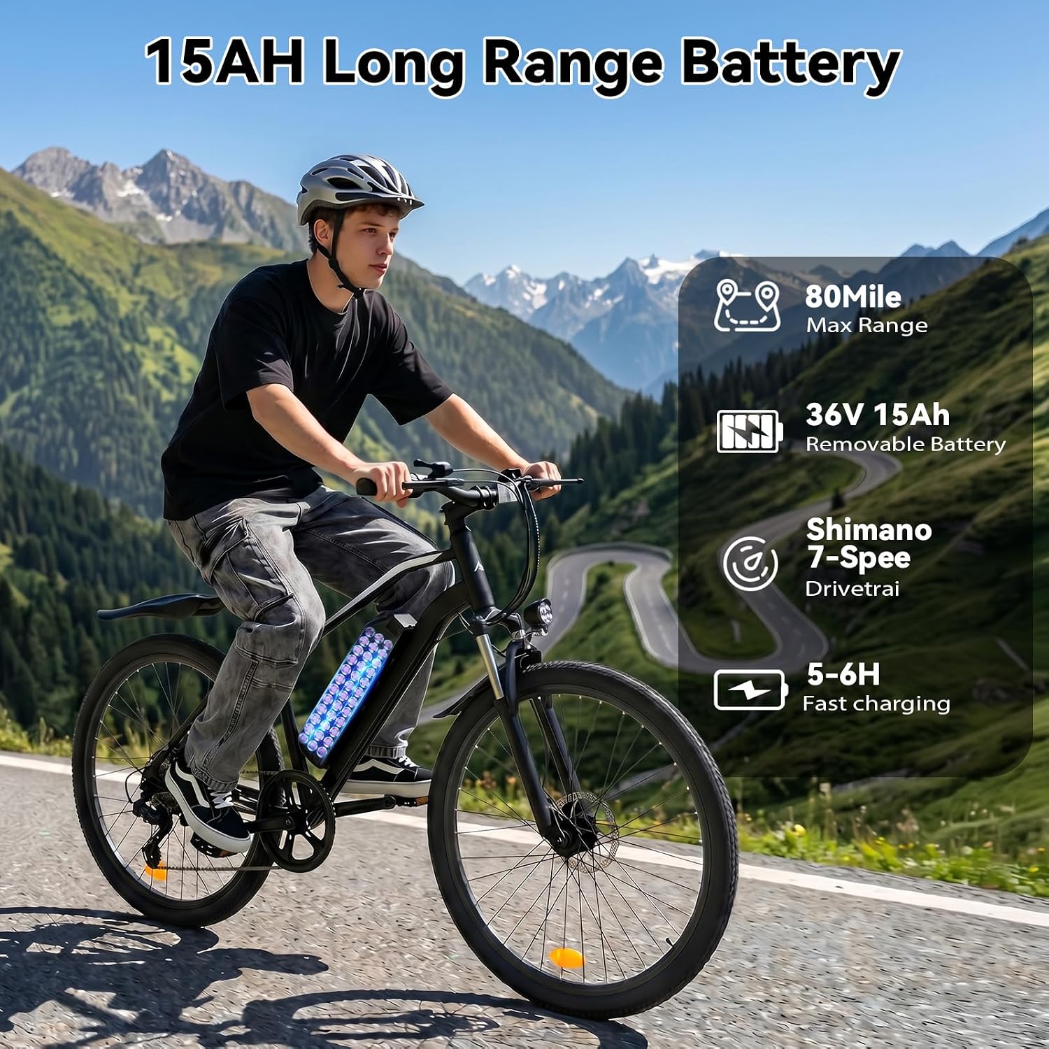 Thumbnail 2 de RNNSNN Electric Mountain Bike with 1500W Peak Motor and 36V Battery