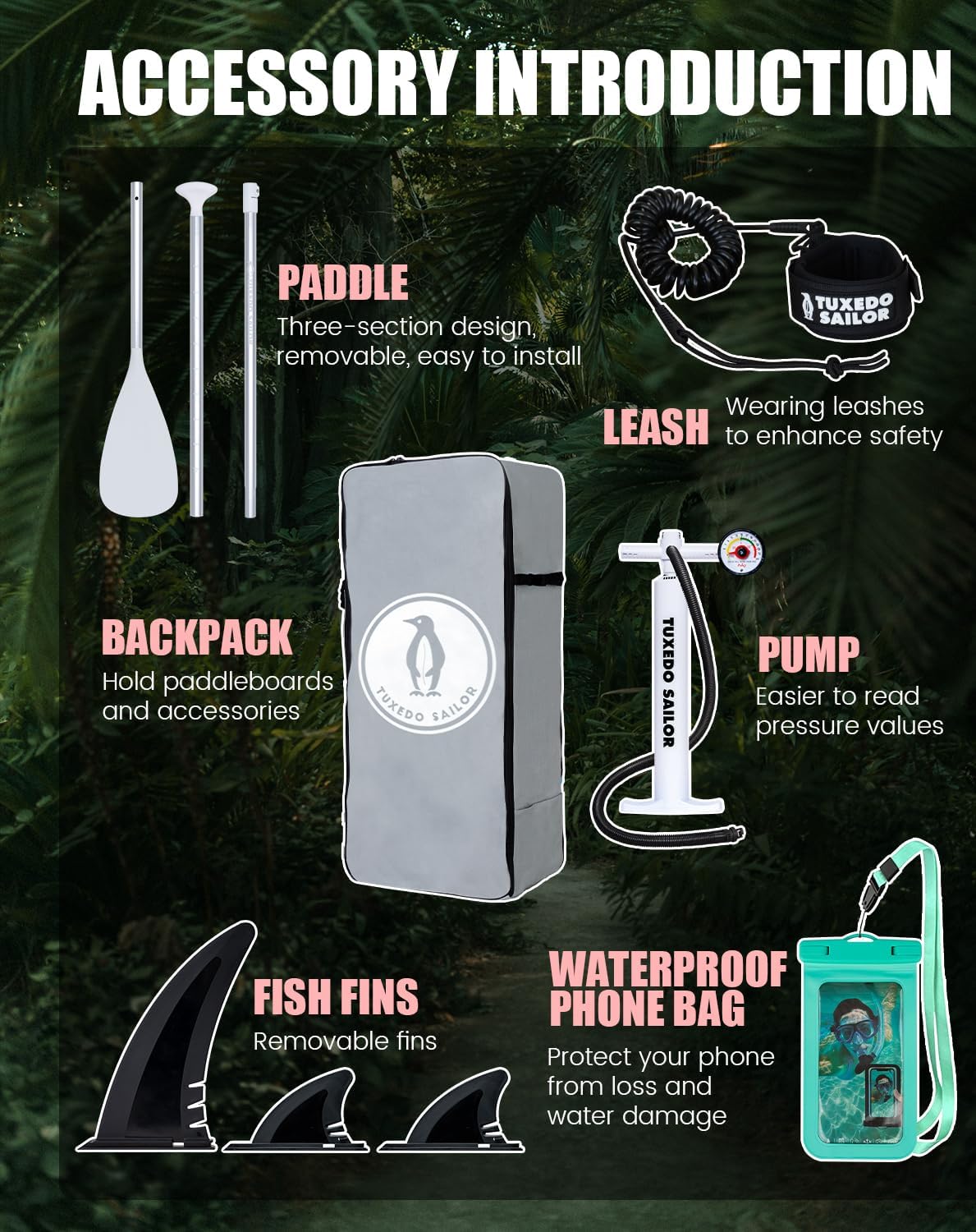 Thumbnail 4 de Tuxedo Sailor 10'6"/11' Inflatable Stand Up Paddle Board with Accessories