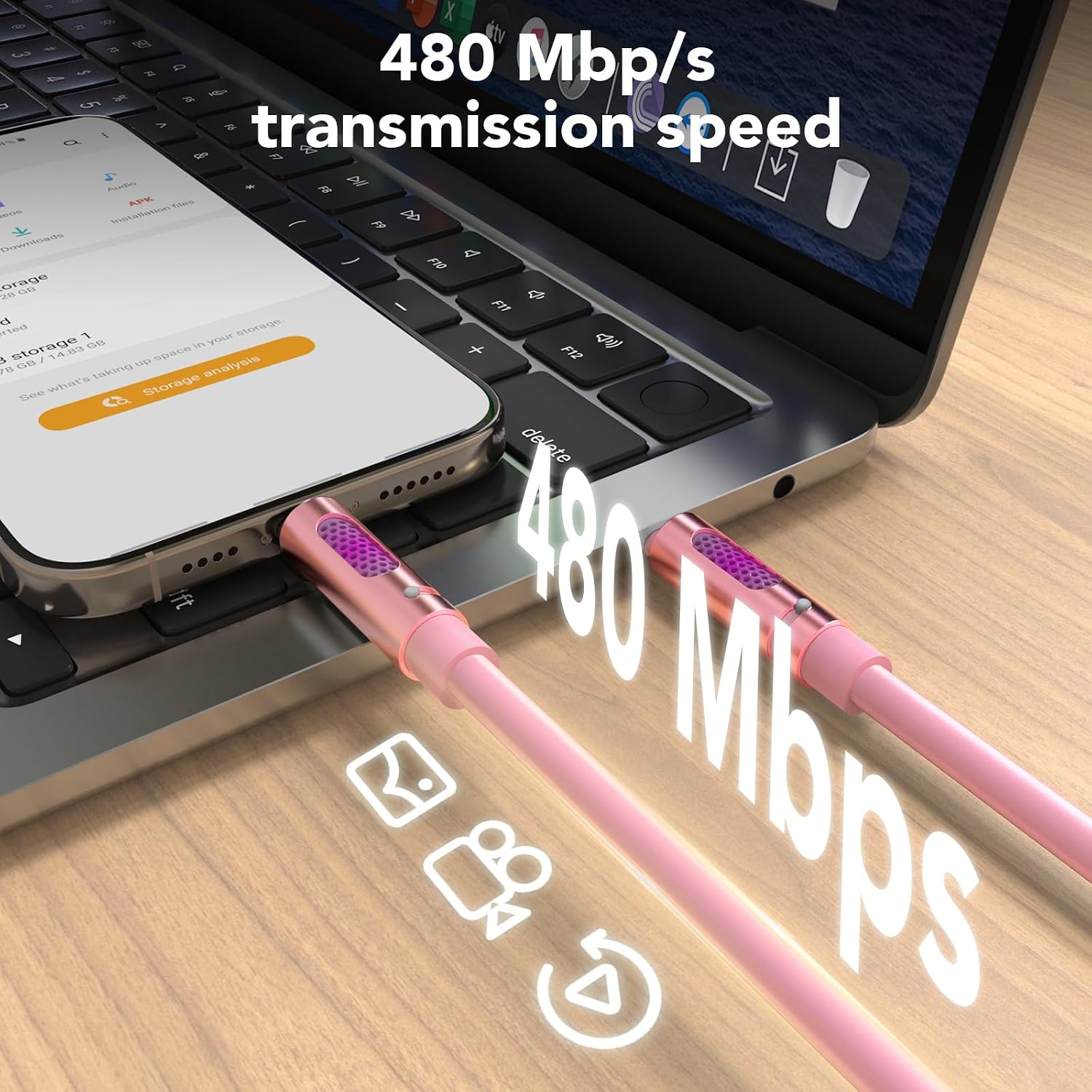 Thumbnail 4 de MFish 240W USB-C to USB-C Cable (PD 3.1 EPR) – 6FT Pink