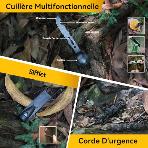 Thumbnail 7 de Graxury 14 en 1, trousse de survie avec lampe, couverture et outils multifonctions