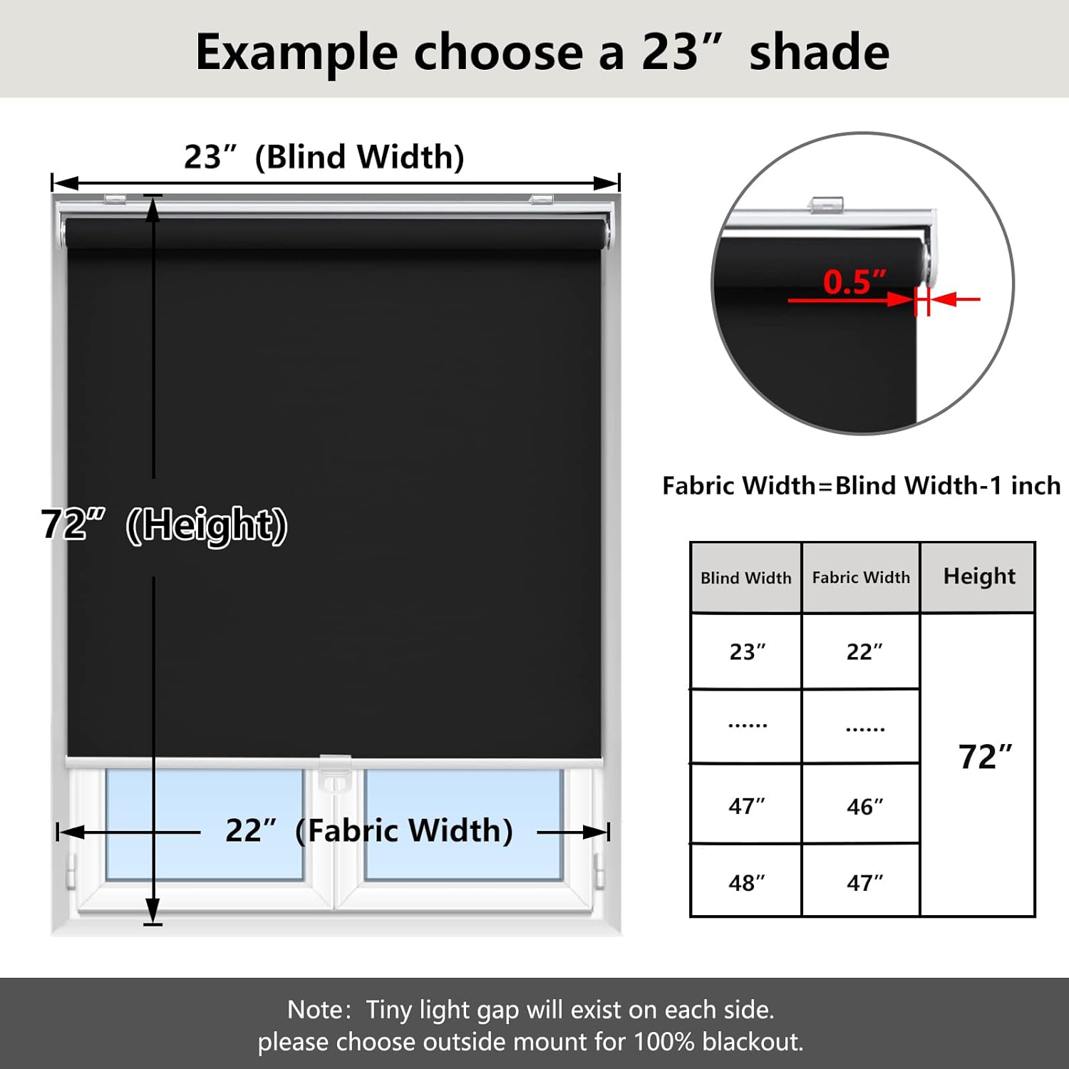 Detalle de AOSKY Cordless Roller Shades Blackout Blinds (34" W x 72" H) – Safe, Energy-Saving Window Coverings for Home and Office