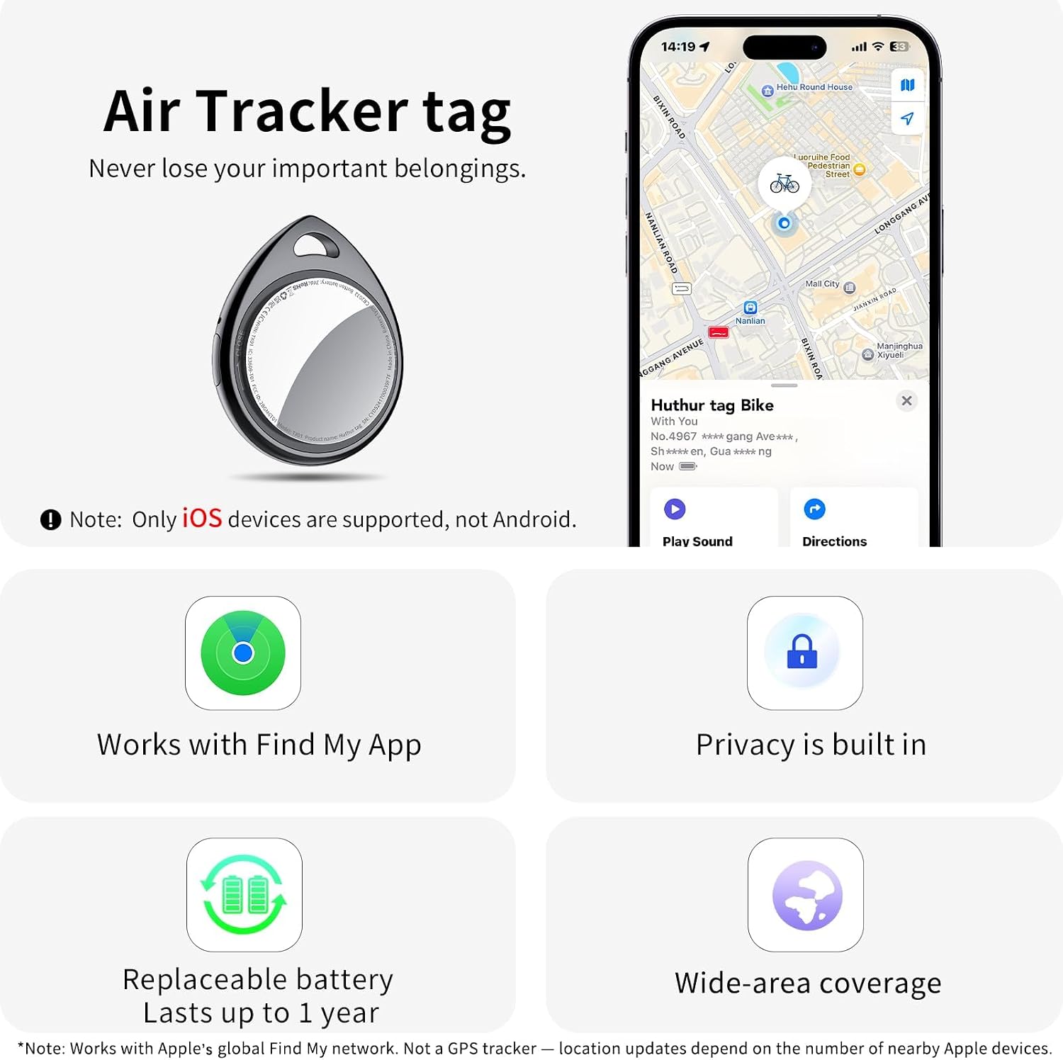 Detalle 2 de Air Tracker Tags 4-Pack Bluetooth tracker 100dB 🔍