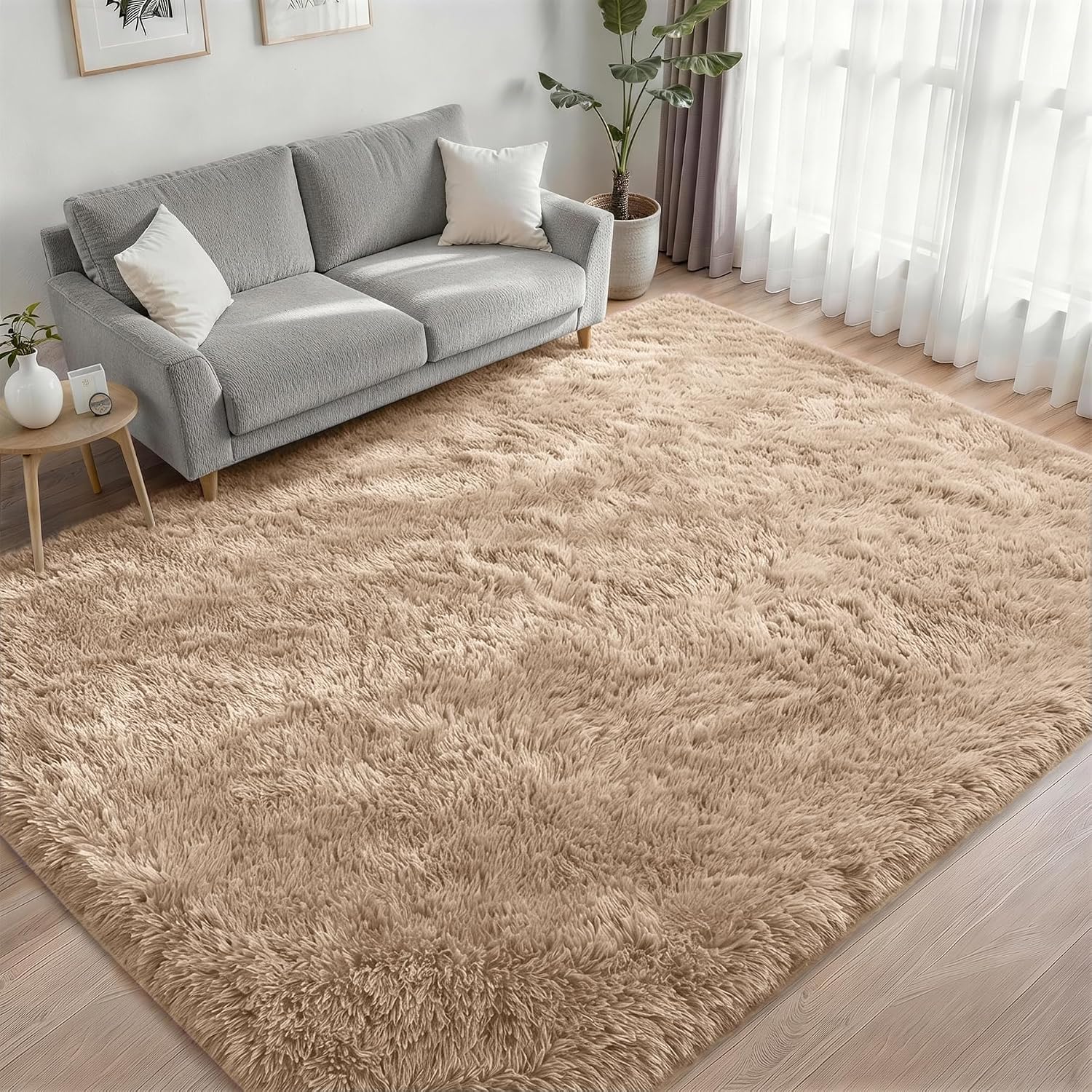 Detalle de Luxturiy HC-PVR-CA-10X12 10' x 12' Beige Shag Area Rug, Plush High Pile