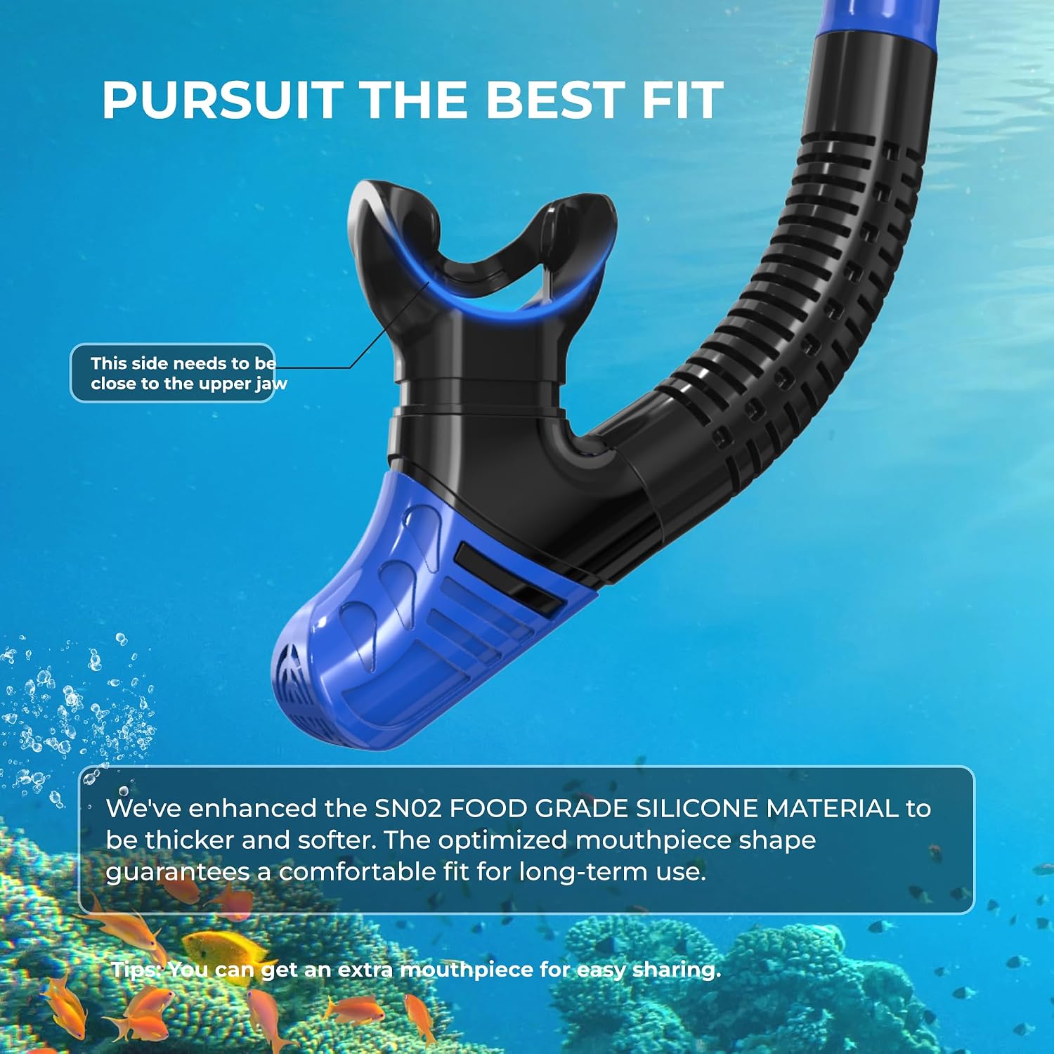 Detalle de G2RISE SN02 Snorkel Set Adults — Dry Top, Breath Easy Airflow Tech (2-Pack)