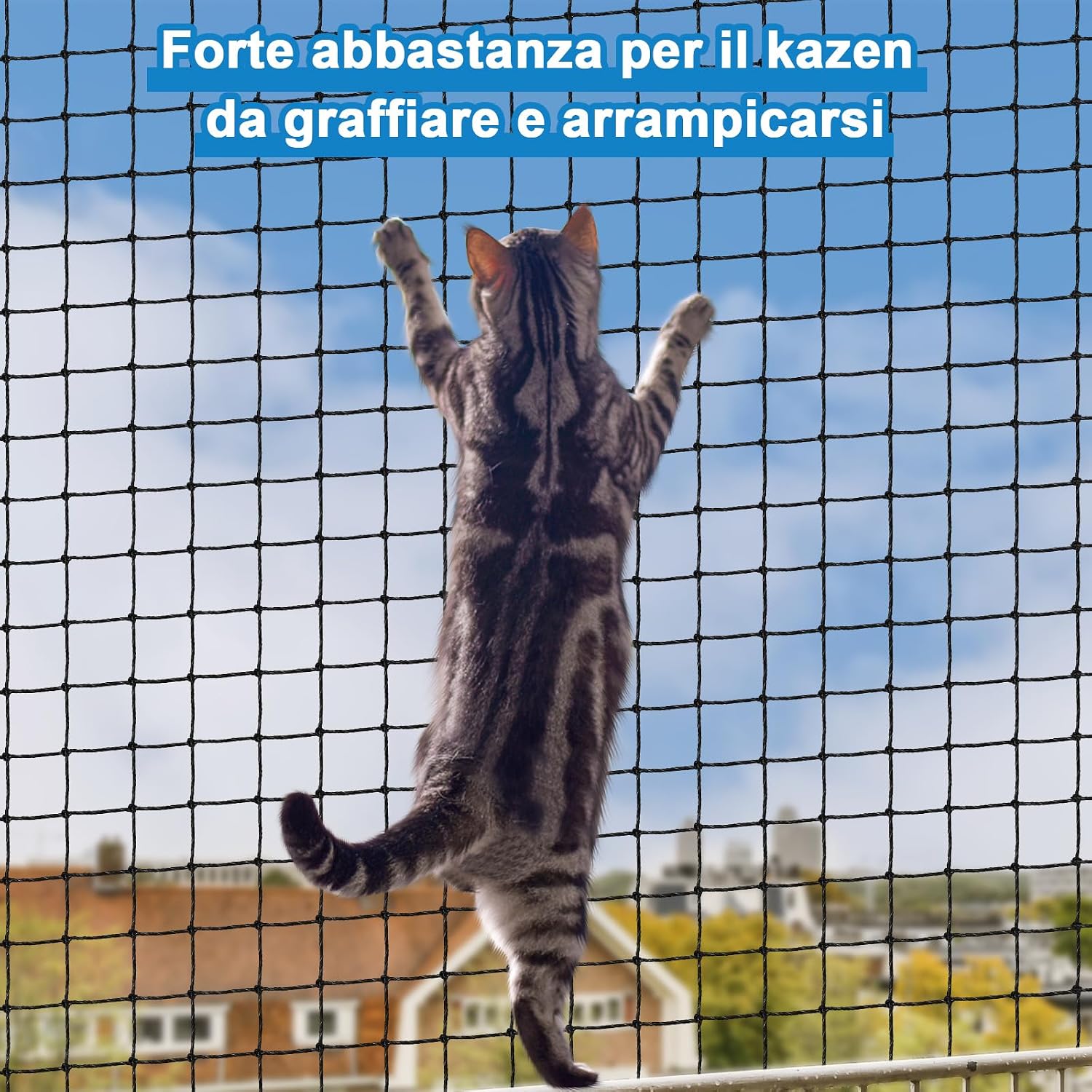 Thumbnail 6 de Rete per Gatti Aystkniet Extra Rinforzata con Filo – 6x3m, Protezione Balcone