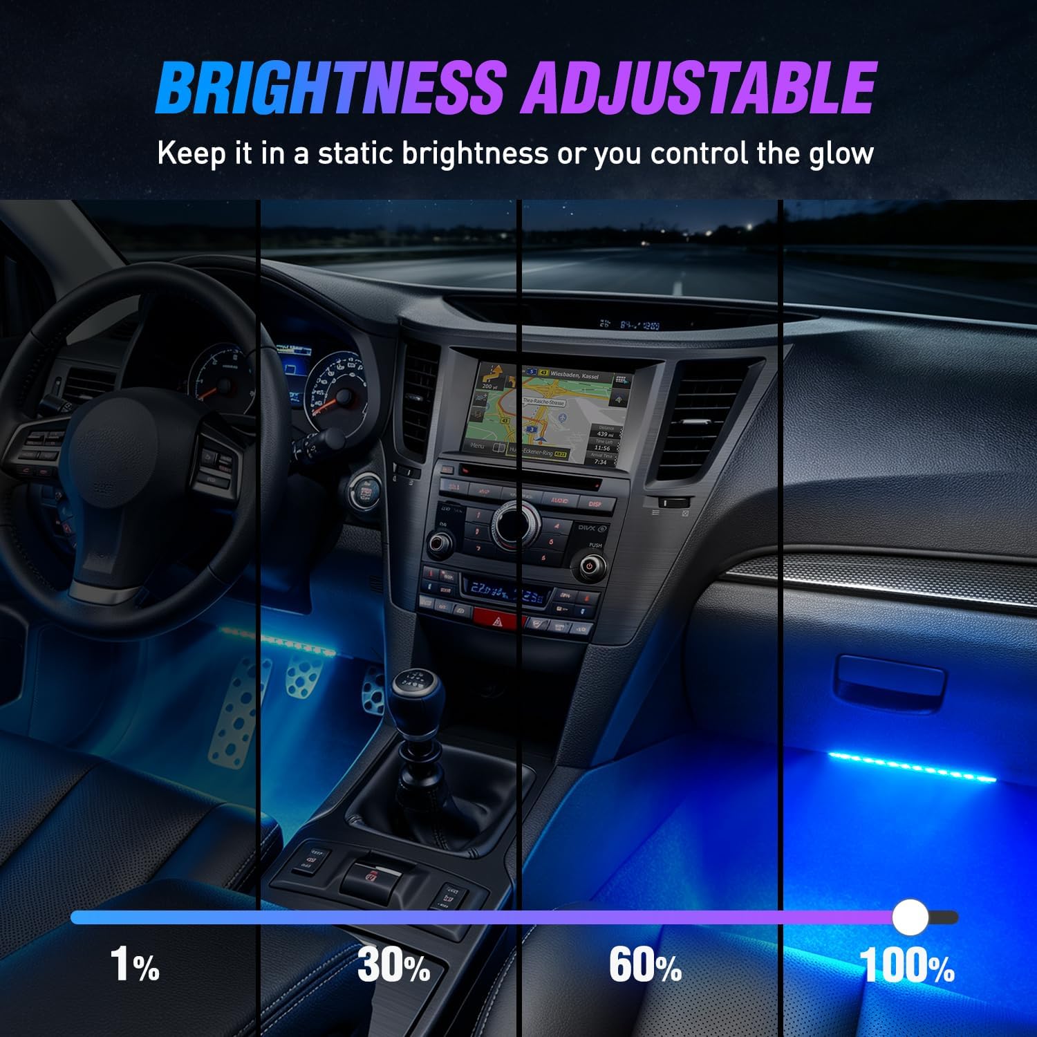 Thumbnail 6 de Nilight TR-06 4PCS 48 LED Interior Music Car Strip Lights (DC 12V) with Sound Active + Wireless Remote
