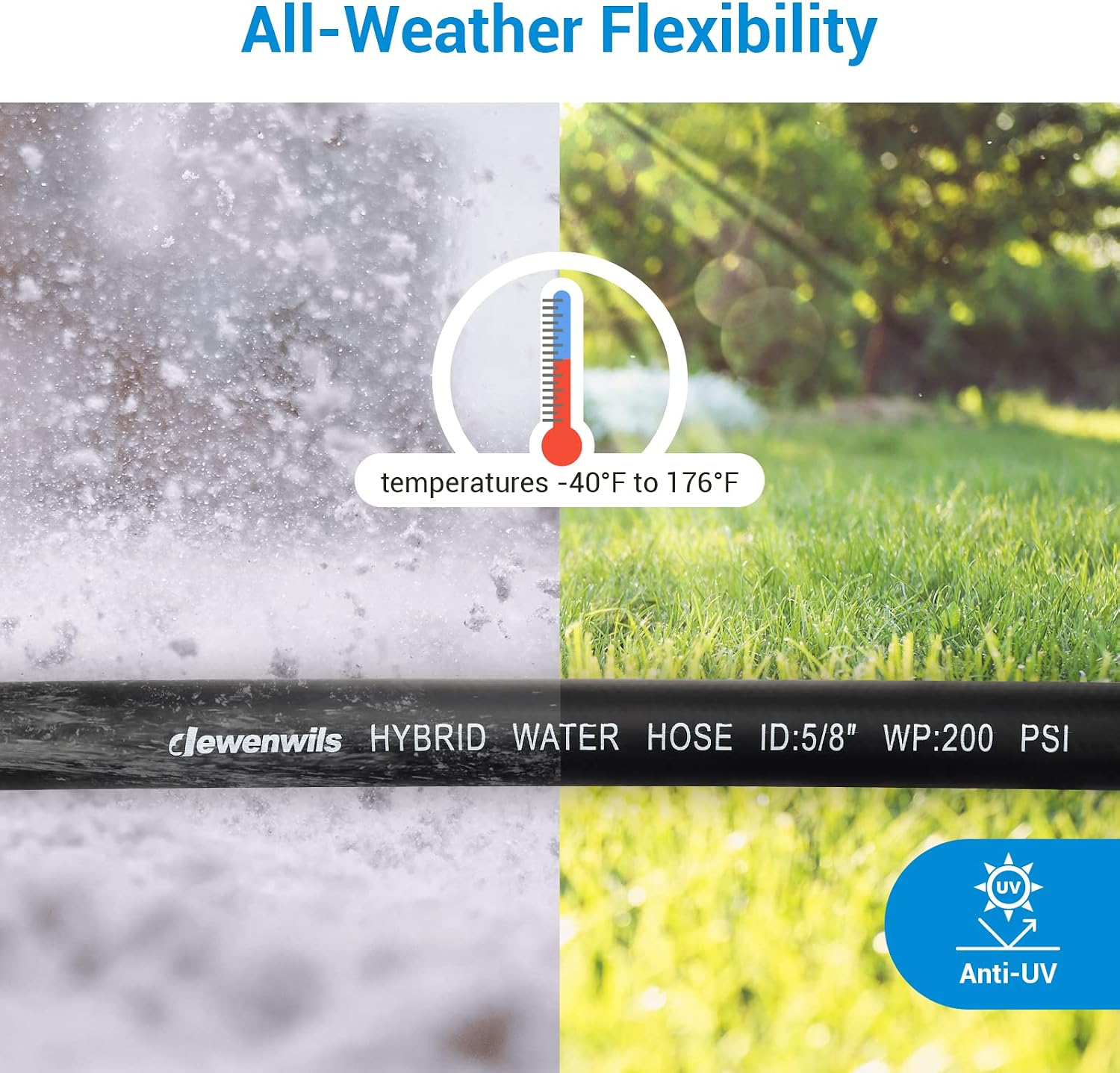Thumbnail 4 de DEWENWILS 75 ft Hybrid Garden Hose with Swivel Handle — Heavy Duty, Lightweight & Drinking-Water Safe