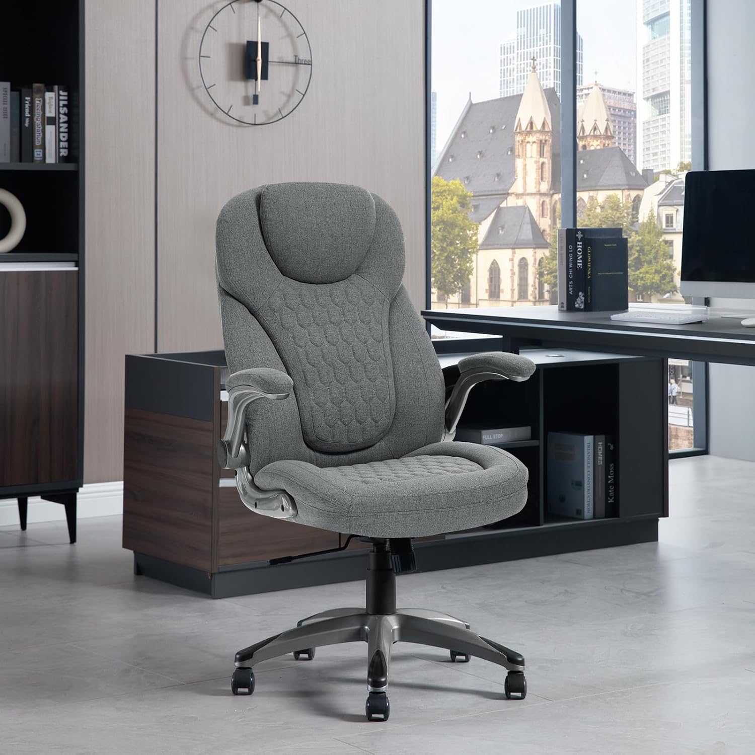 Thumbnail 1 de WOLTU Bürostuhl 200 kg, ergonomischer Chefsessel mit Kopfstütze und Armlehnen – Grau