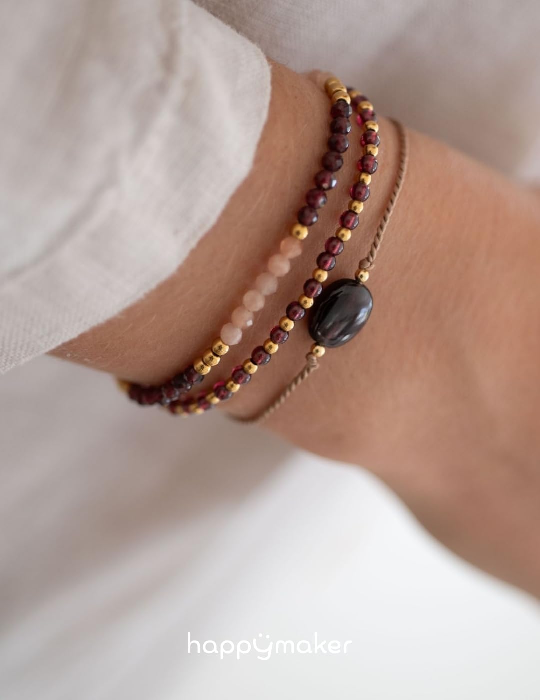 Detalle de happymaker Mutmacher Geschenk – Edelstein Armband mit Spruchkarte und Geschenkverpackung