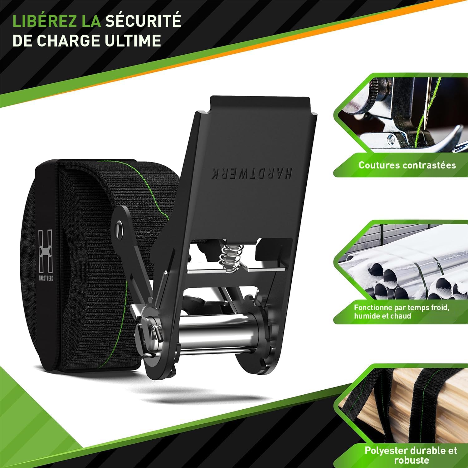 Detalle 2 de HARDTWERK Sangles d’arrimage à cliquet 6 m