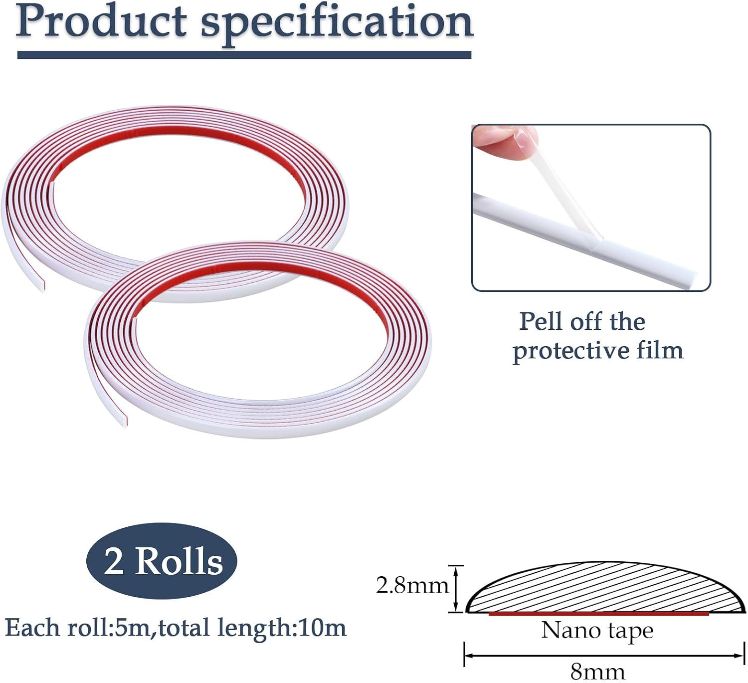 Detalle 2 de White Flexible Moulding Trim 10M 8mm