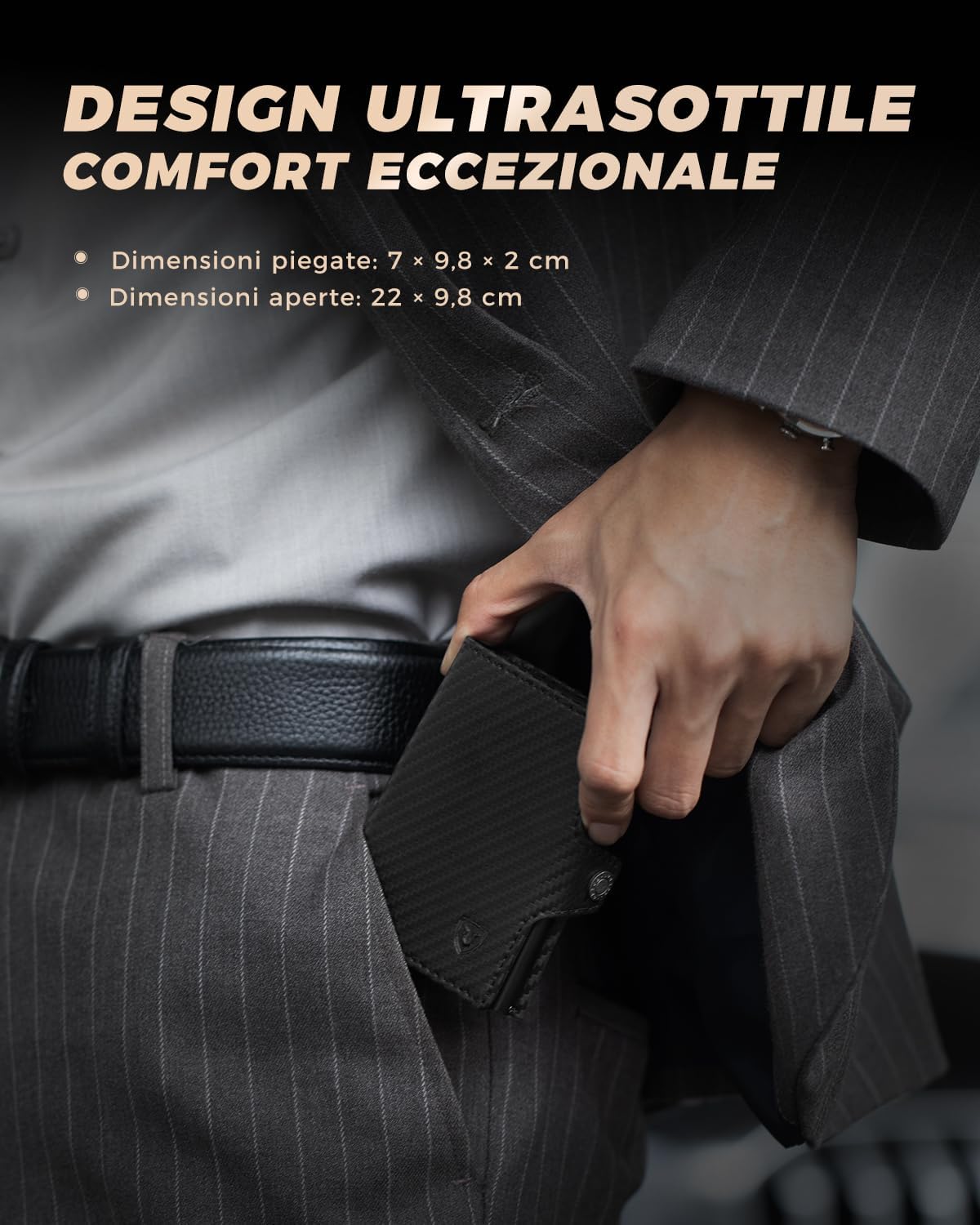 Thumbnail 5 de LORZOR Portafoglio uomo slim con portamonete XXL, RFID e pop-up per 10 carte