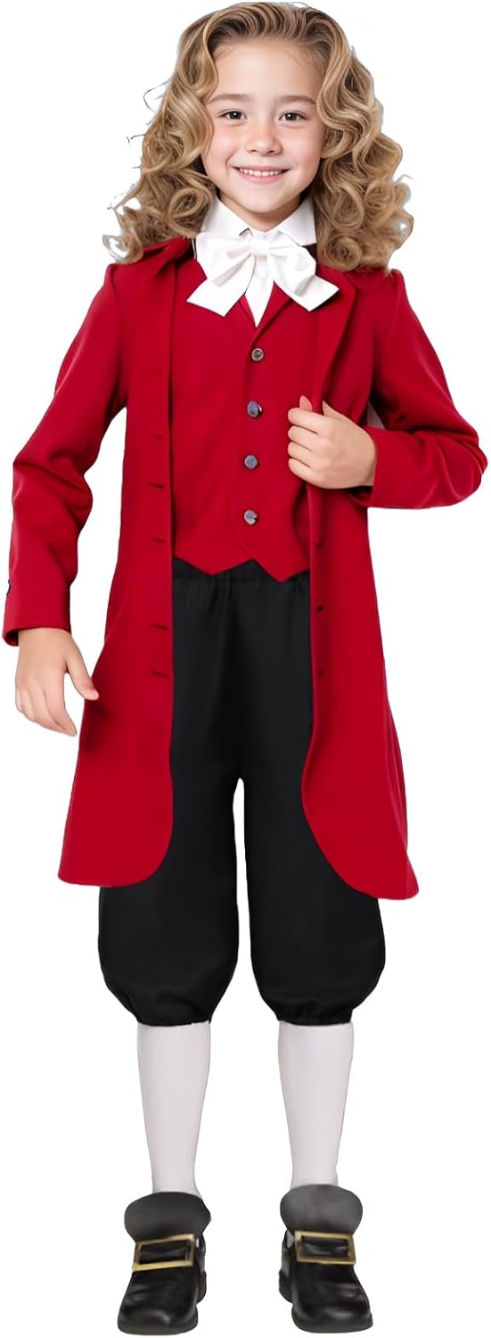 Detalle de ANDHOM Boys' Colonial Costume Set with Knicker Pants