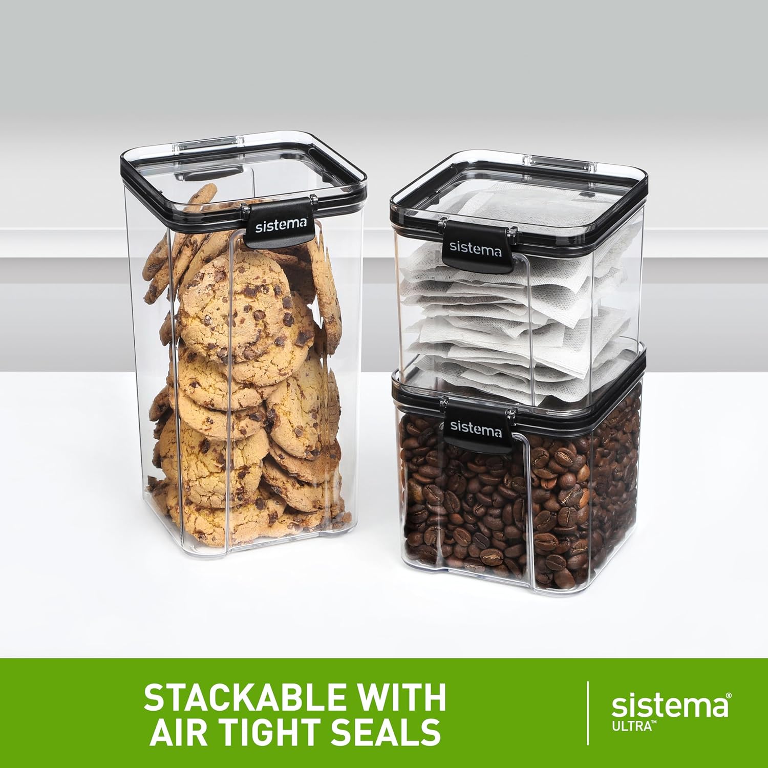 Detalle 1 de Recipientes Ultra Square Sistema ✨ 5 Piezas, Apilables y Sin BPA