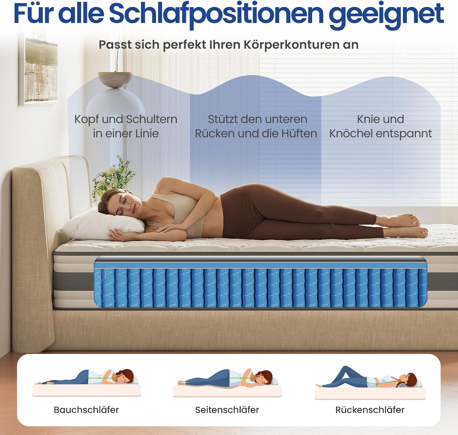 Thumbnail 4 de BedStory Matratze 90x200 cm – Taschenfederkern mit Memory-Schaum Komfortschicht