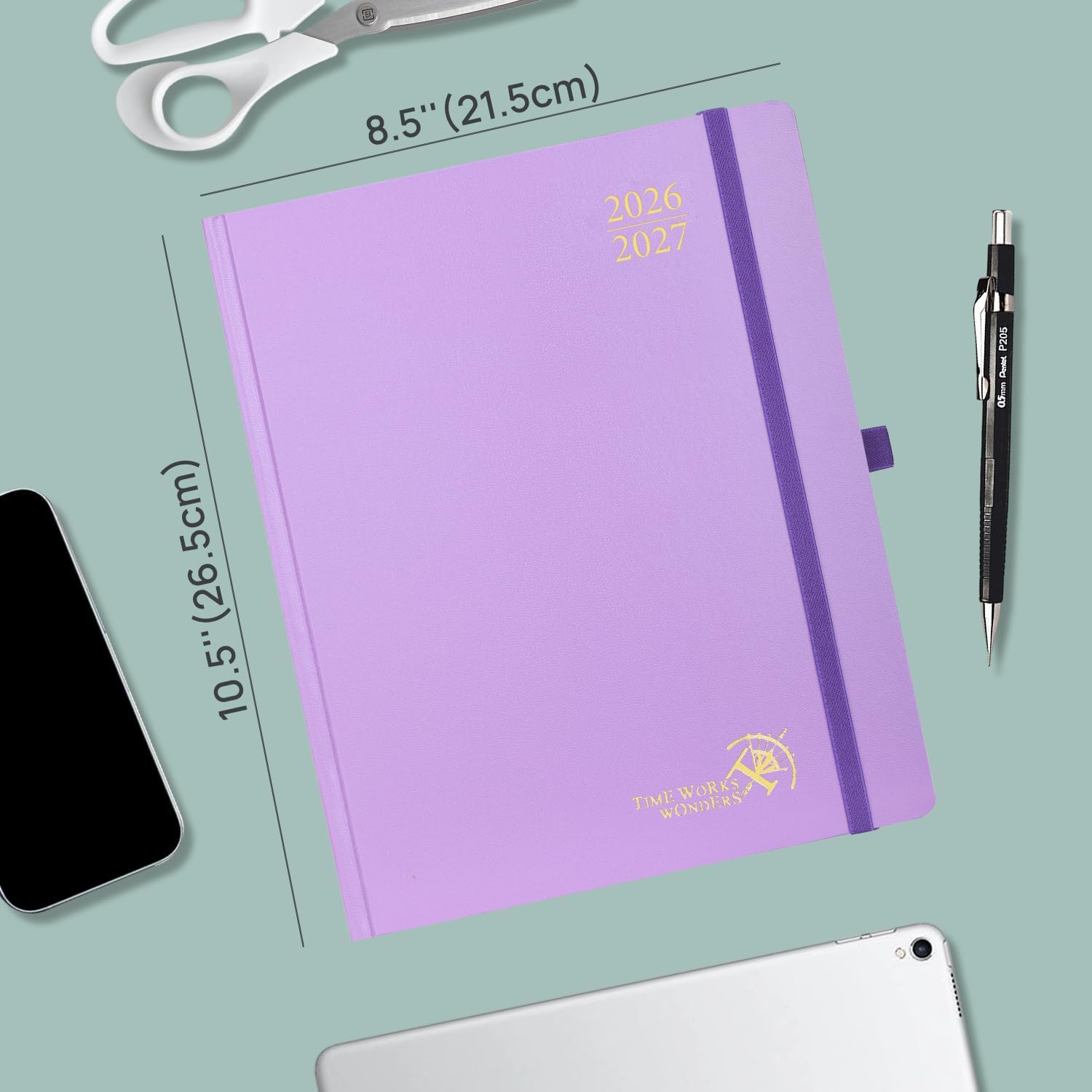 Detalle de POPRUN Academic Diary 2026-2027 Hardback Week to View Large (26.5x21.5 cm) – Pacific Green